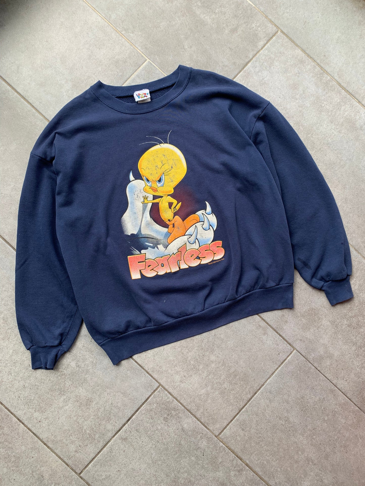 90s Vintage Distressed Sylvester & Tweety Navy Sweatshirt