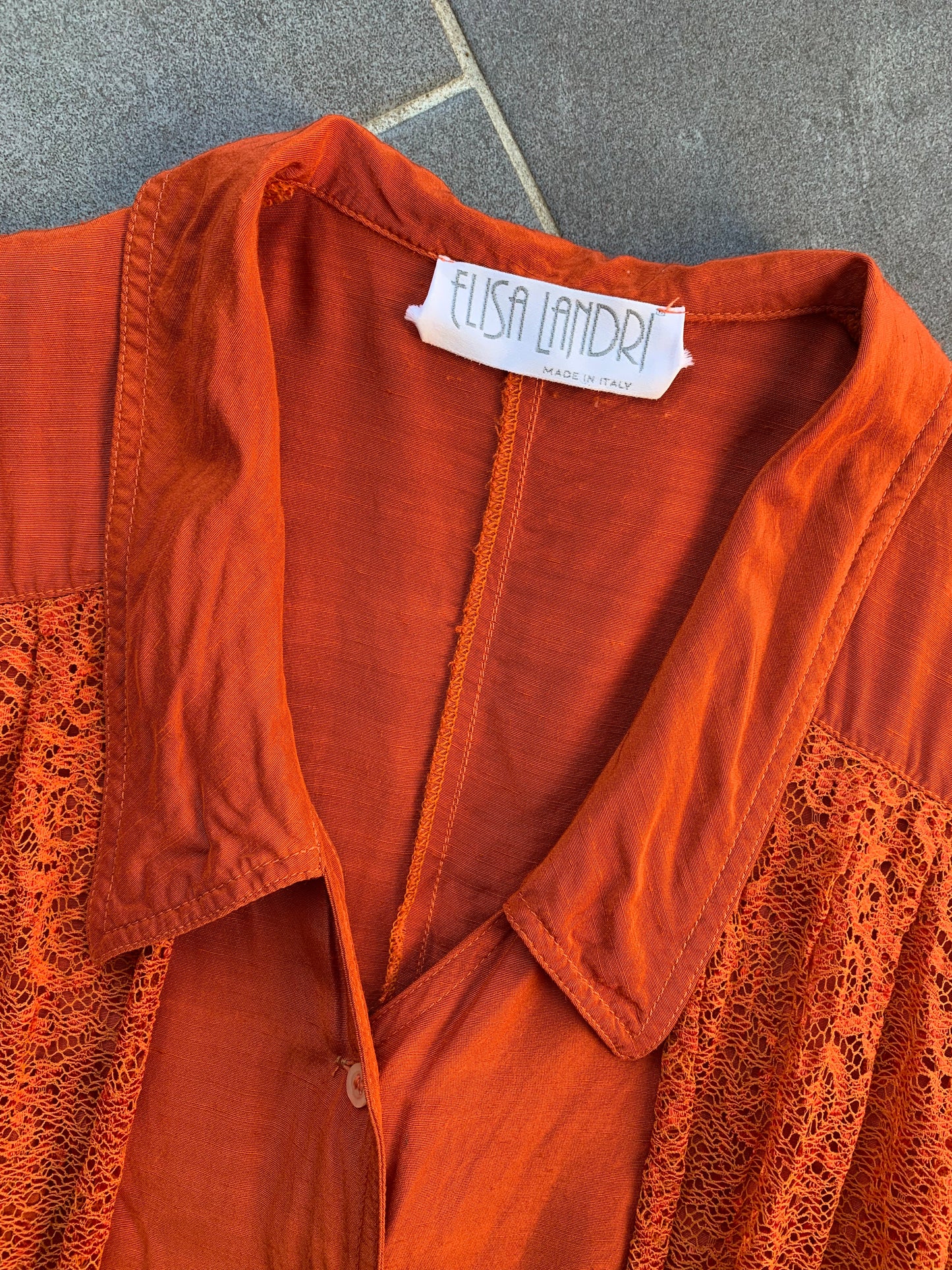 90s Vintage Elisa Landri Orange Tie Blouse