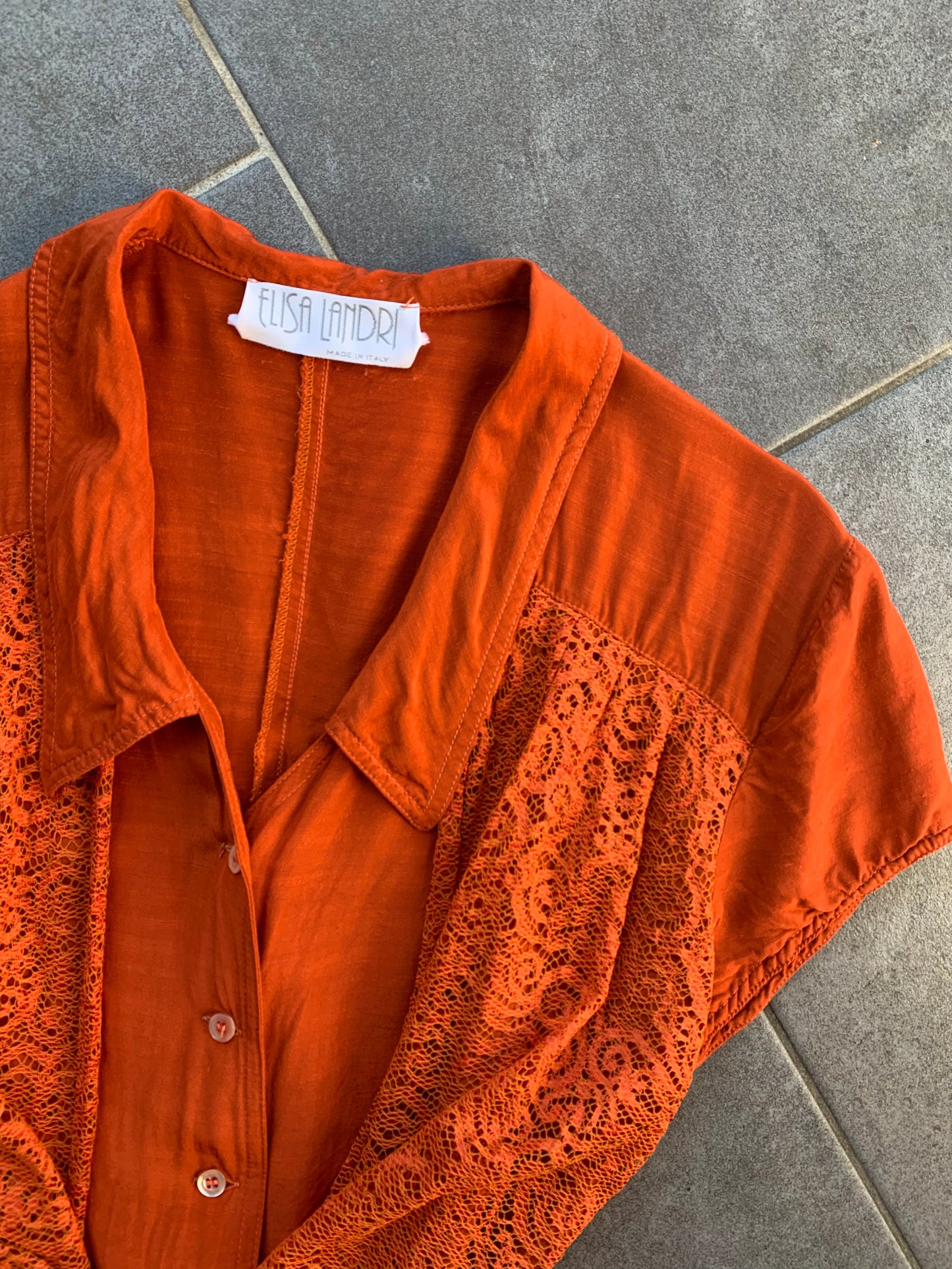 90s Vintage Elisa Landri Orange Tie Blouse