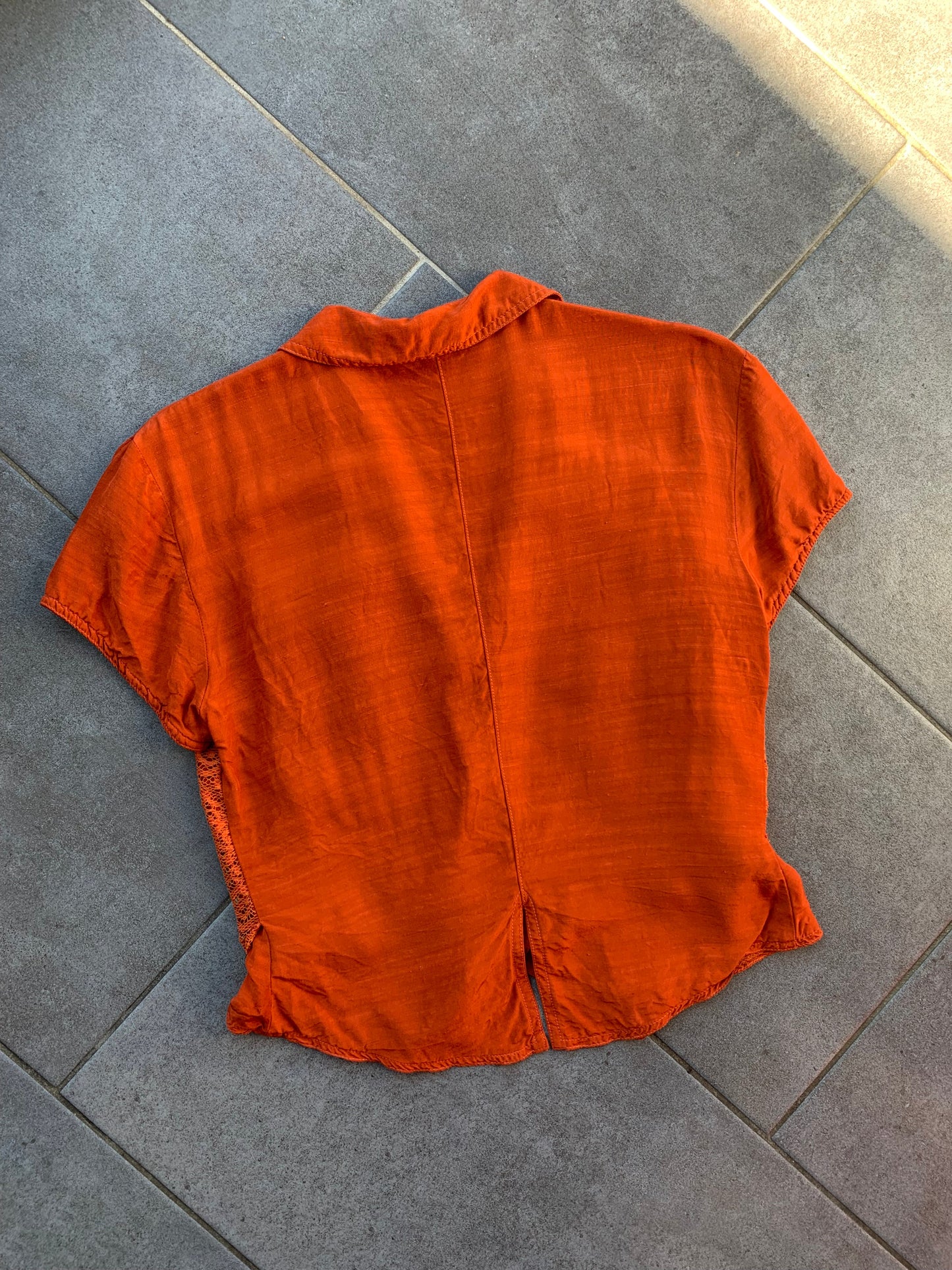 90s Vintage Elisa Landri Orange Tie Blouse