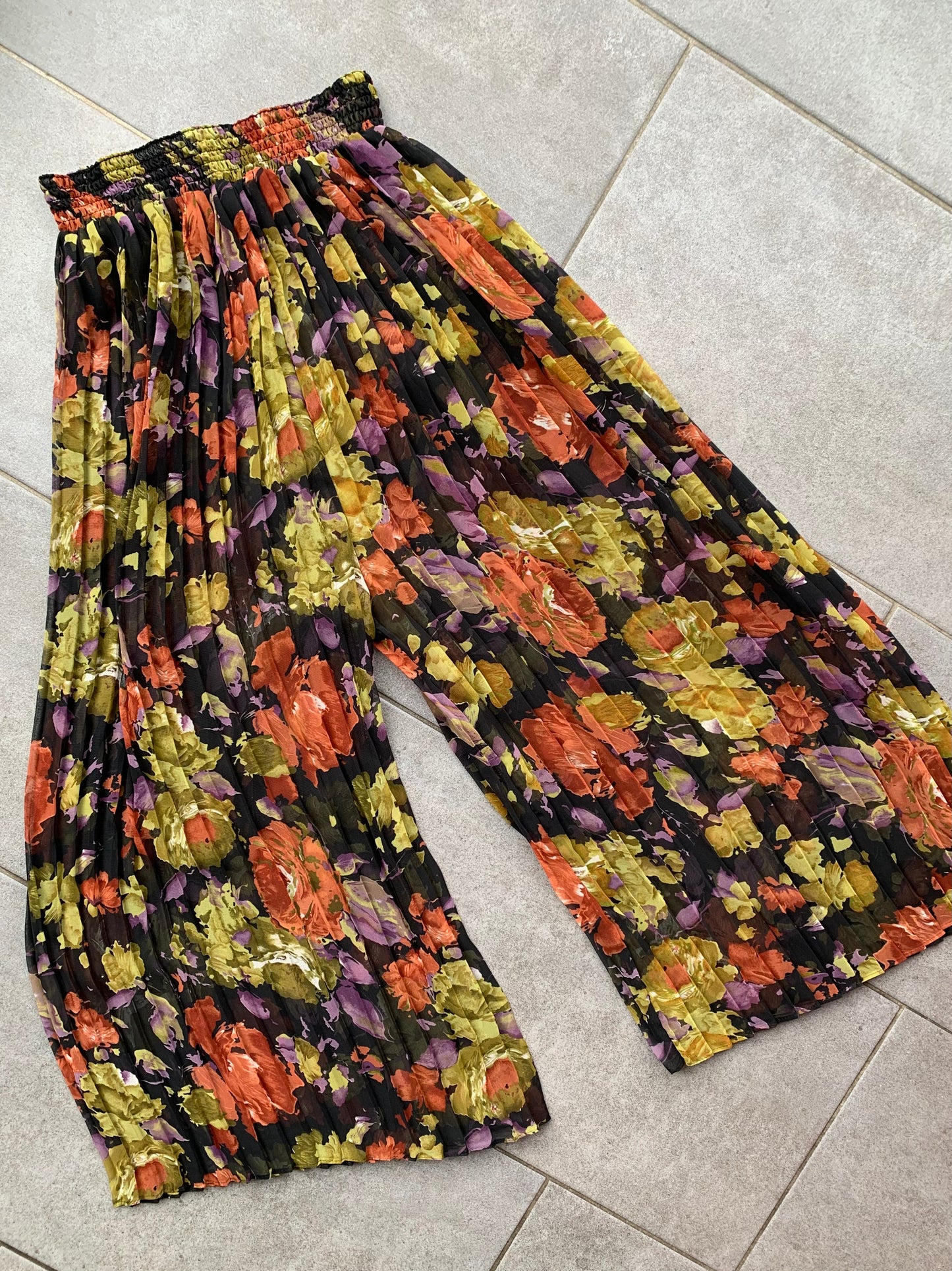 70s Vintage Wide Leg Sheer Pleated Trousers