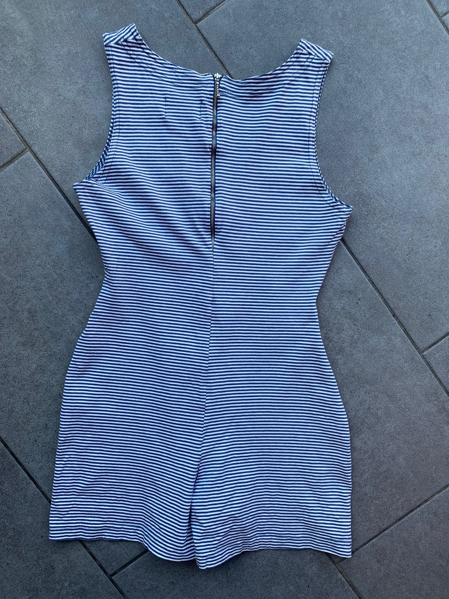 90s Vintage 'New Image Collection' Blue & White Jersey Playsuit