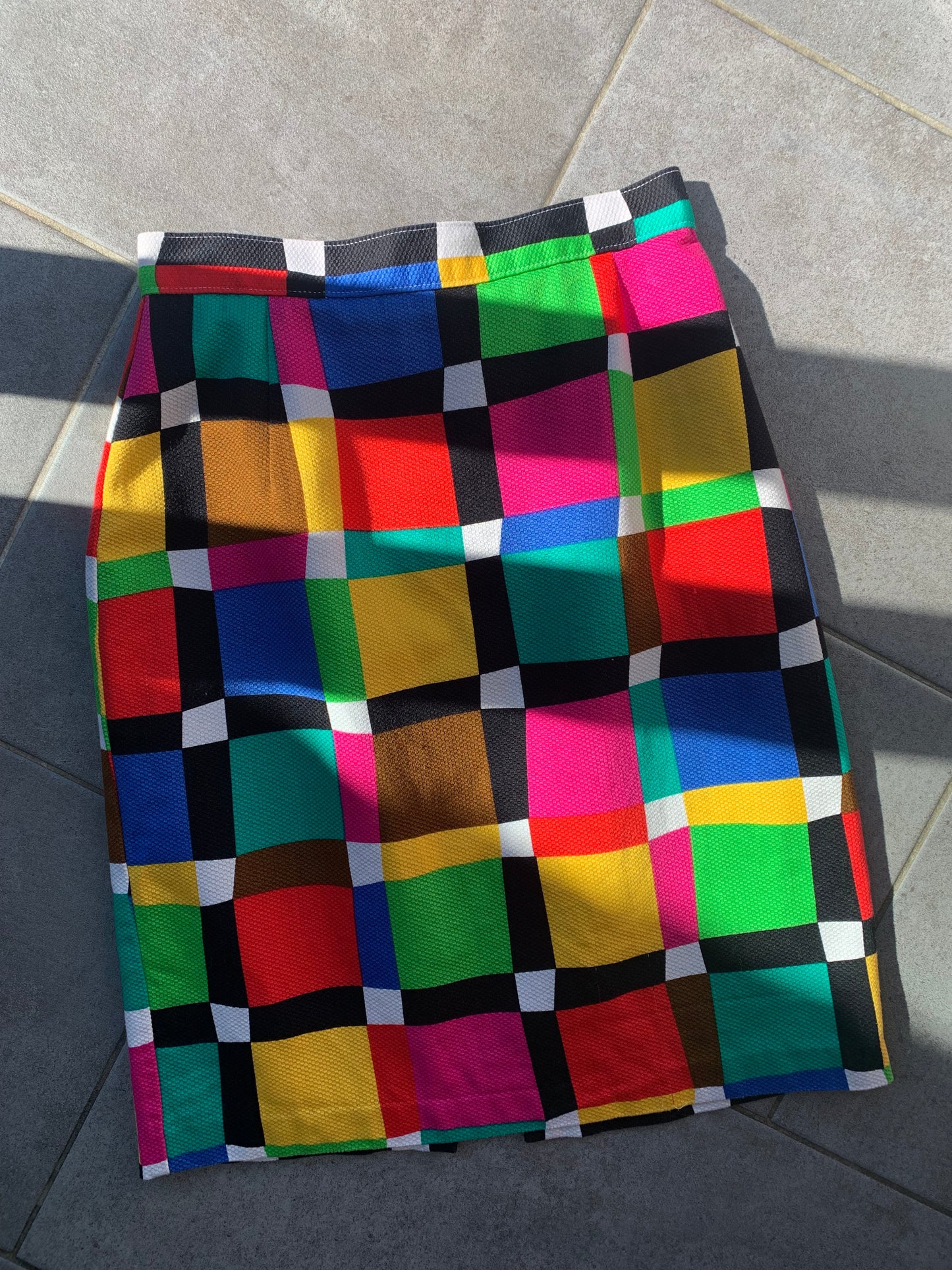 80s Vintage St Michael Cotton Multi Colour Pencil Skirt