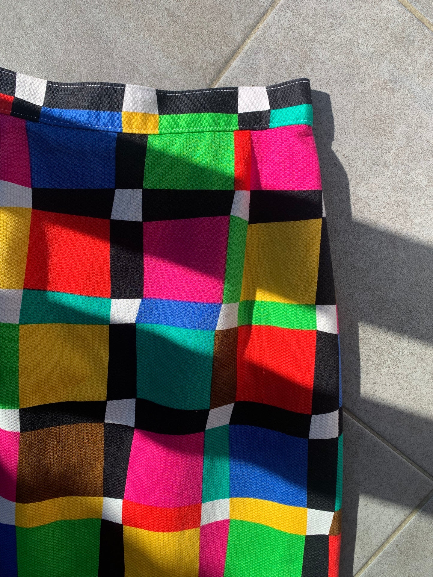 80s Vintage St Michael Cotton Multi Colour Pencil Skirt