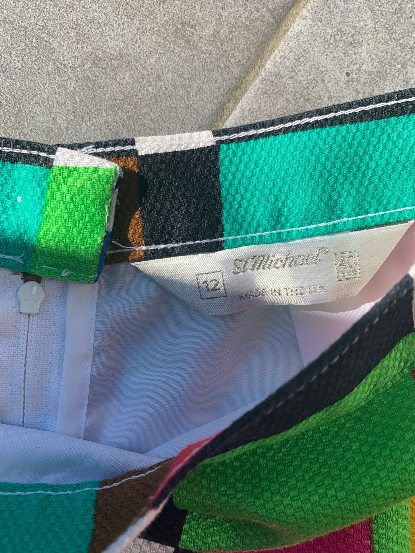 80s Vintage St Michael Cotton Multi Colour Pencil Skirt