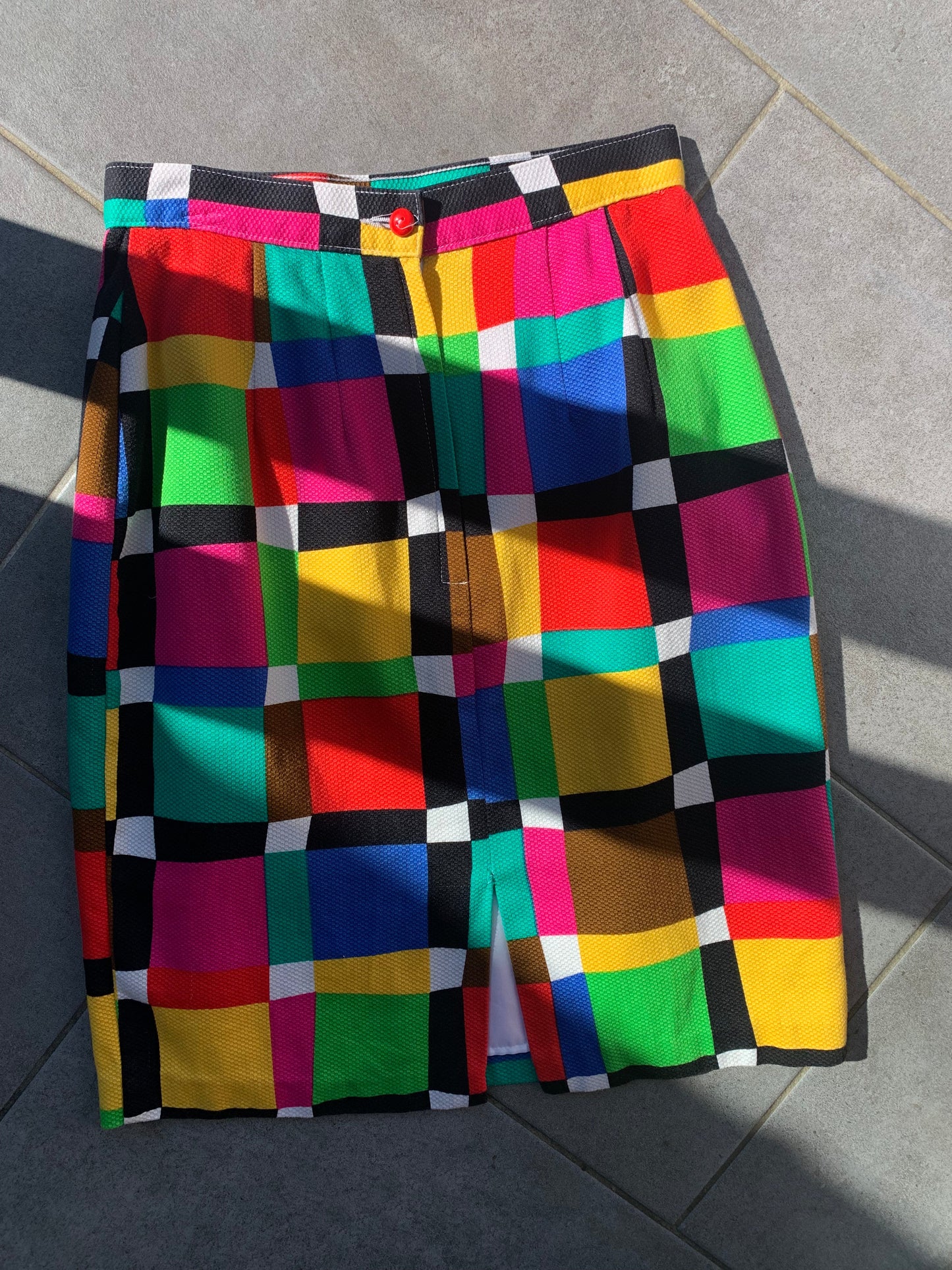 80s Vintage St Michael Cotton Multi Colour Pencil Skirt