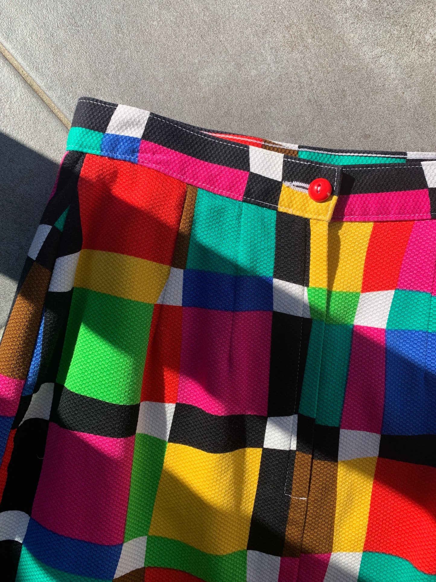 80s Vintage St Michael Cotton Multi Colour Pencil Skirt