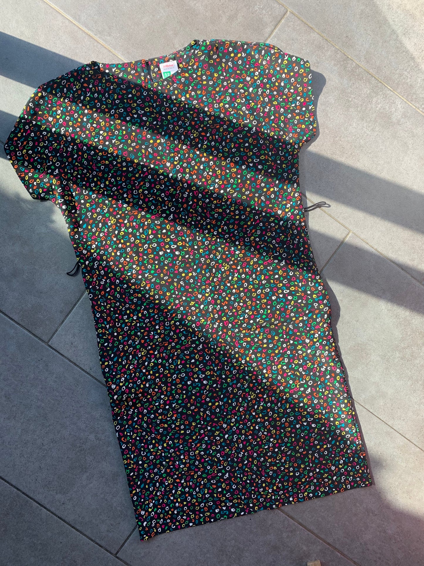 80s Vintage St Michael Multi Coloured Oversized Midi Dress
