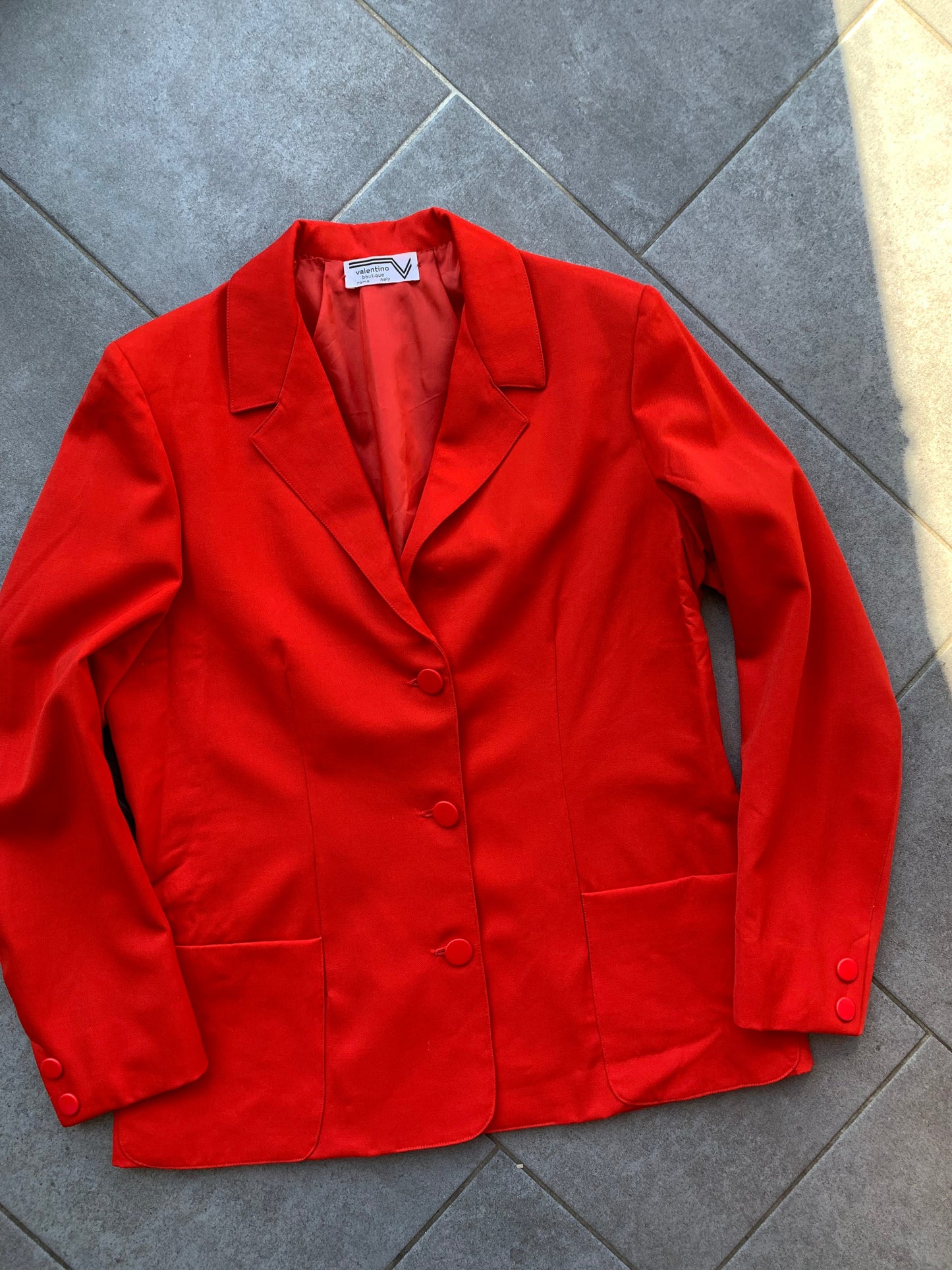 70s Vintage Valentino Boutique Red Skirt Suit