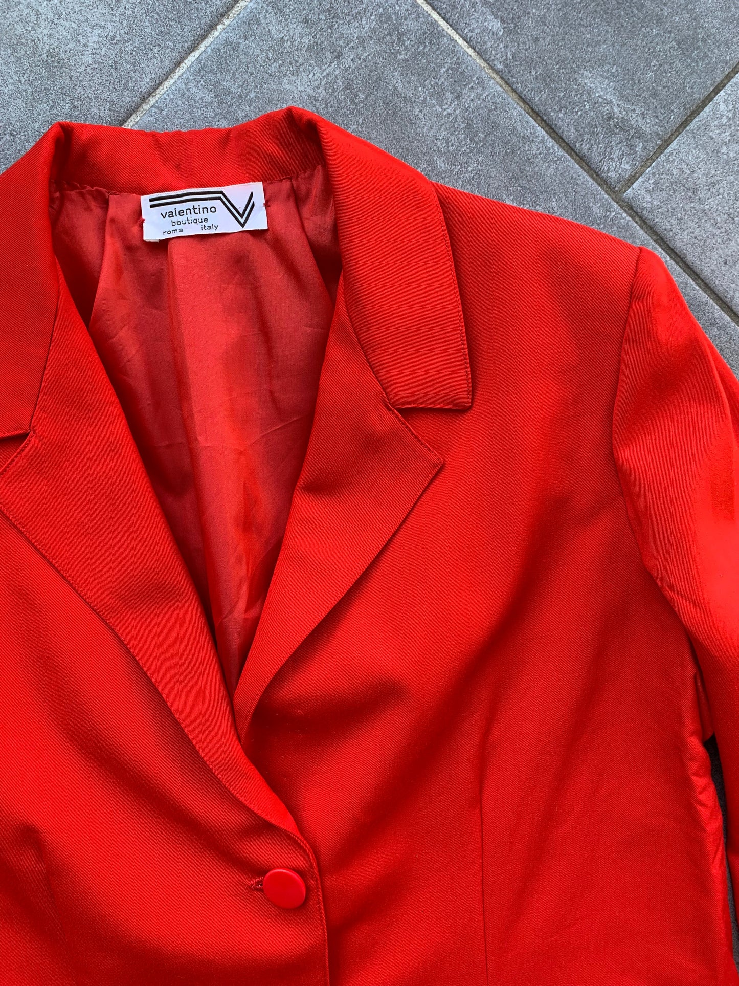 70s Vintage Valentino Boutique Red Skirt Suit