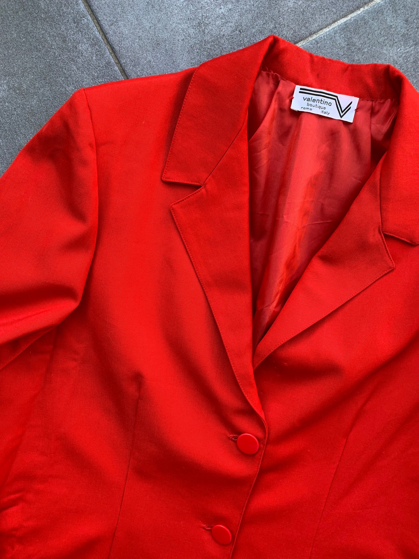 70s Vintage Valentino Boutique Red Skirt Suit