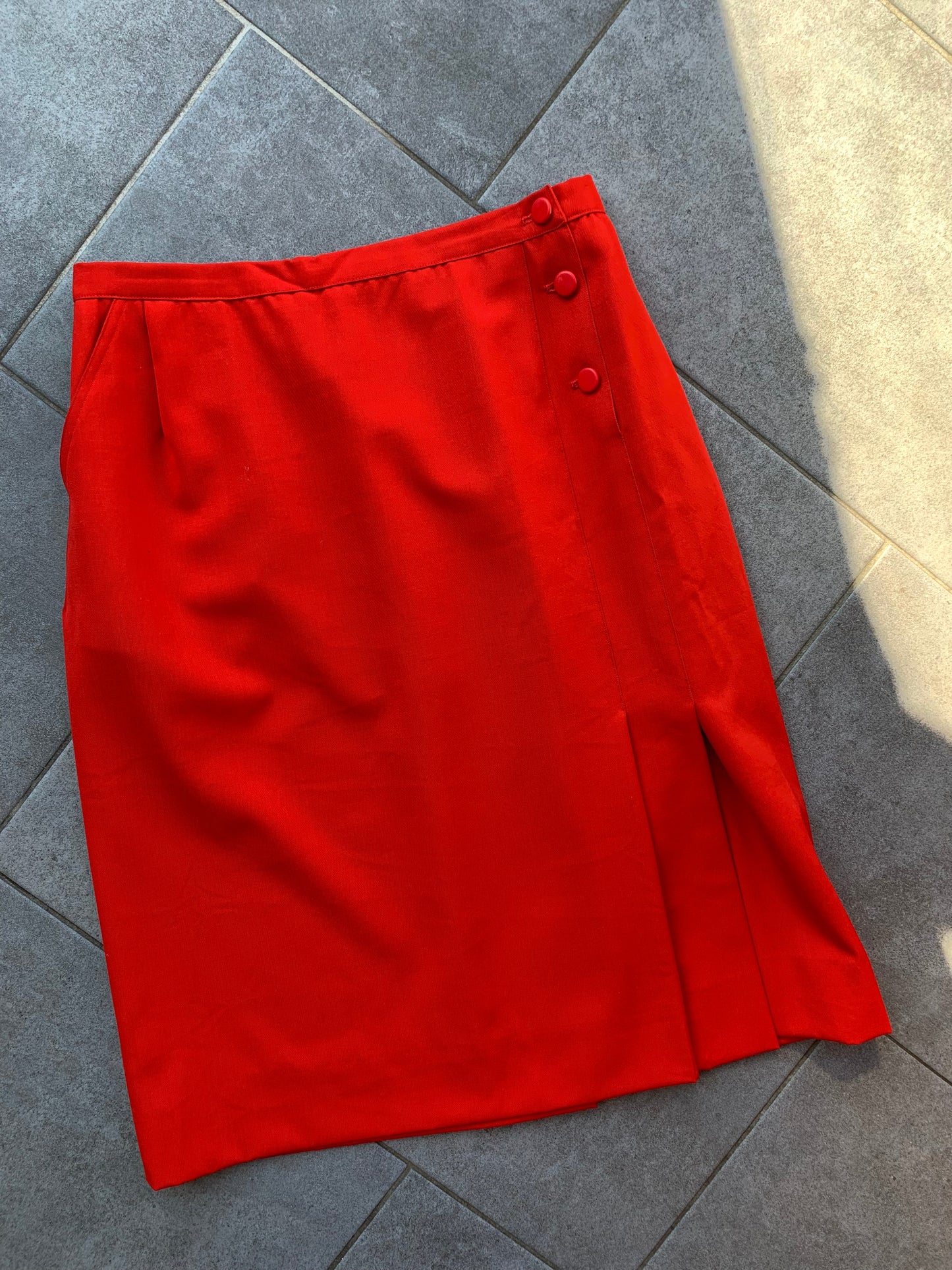 70s Vintage Valentino Boutique Red Skirt Suit