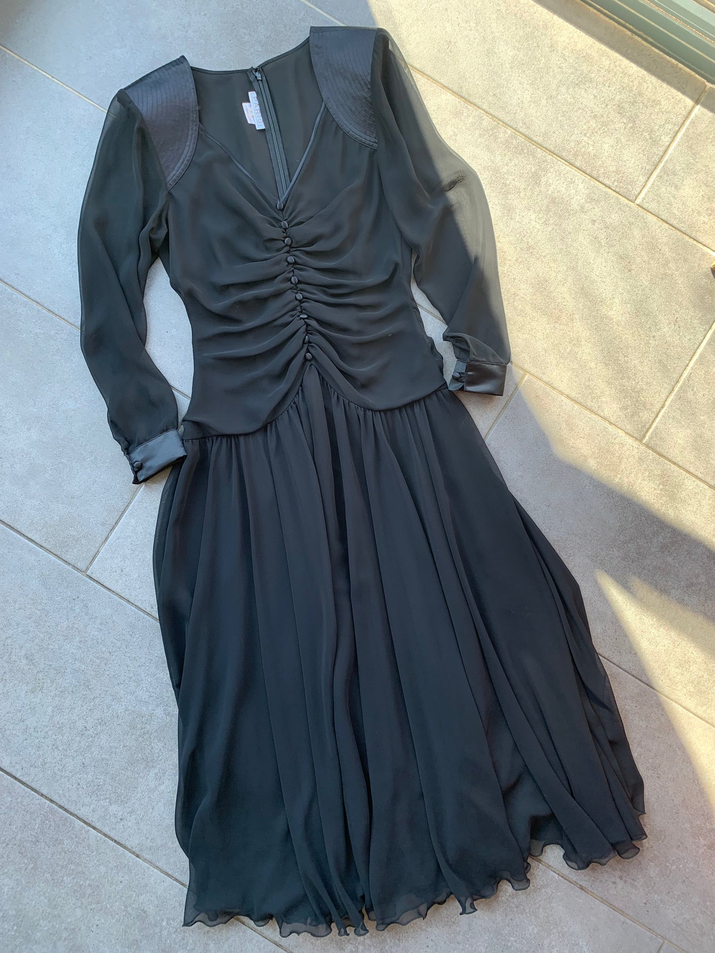 80s Vintage 'Parigi' Drop Waist Midi Dress