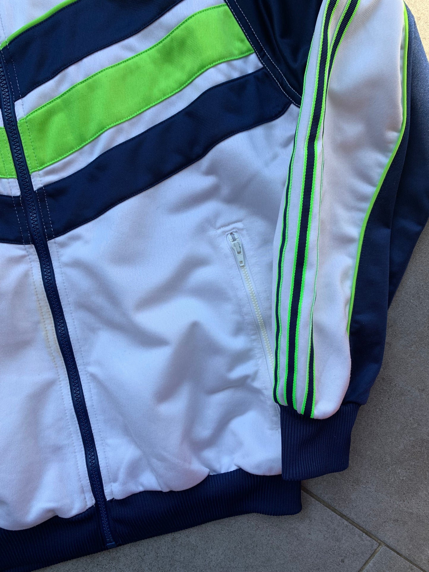 90s Vintage Adidas Navy, Green & White Track Jacket