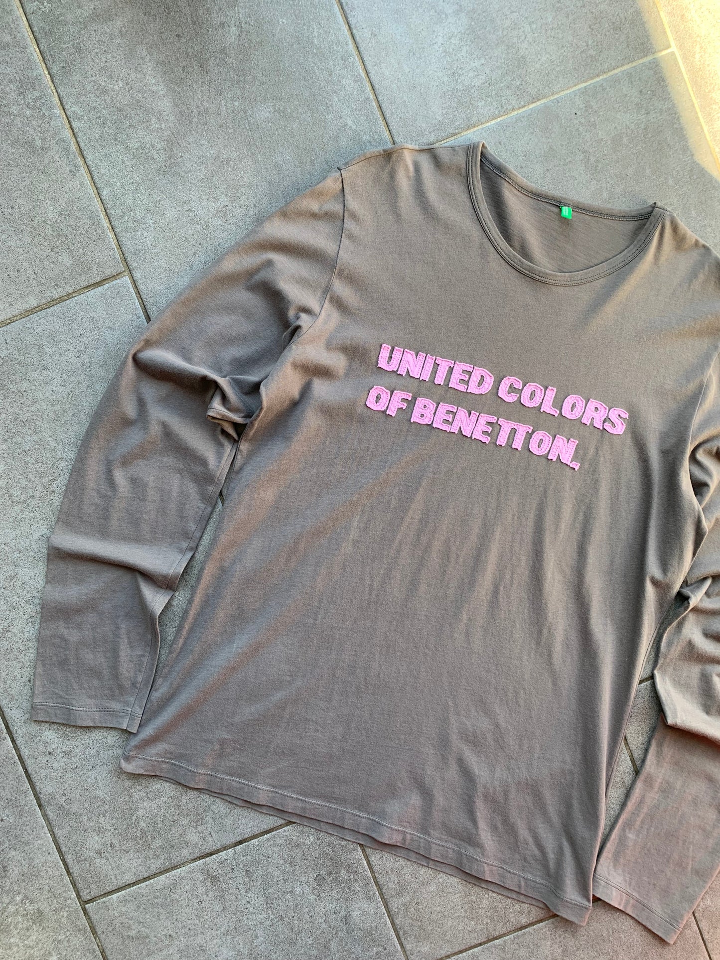 United Colors Of Benetton Grey Long Sleeve 100% Cotton T-Shirt