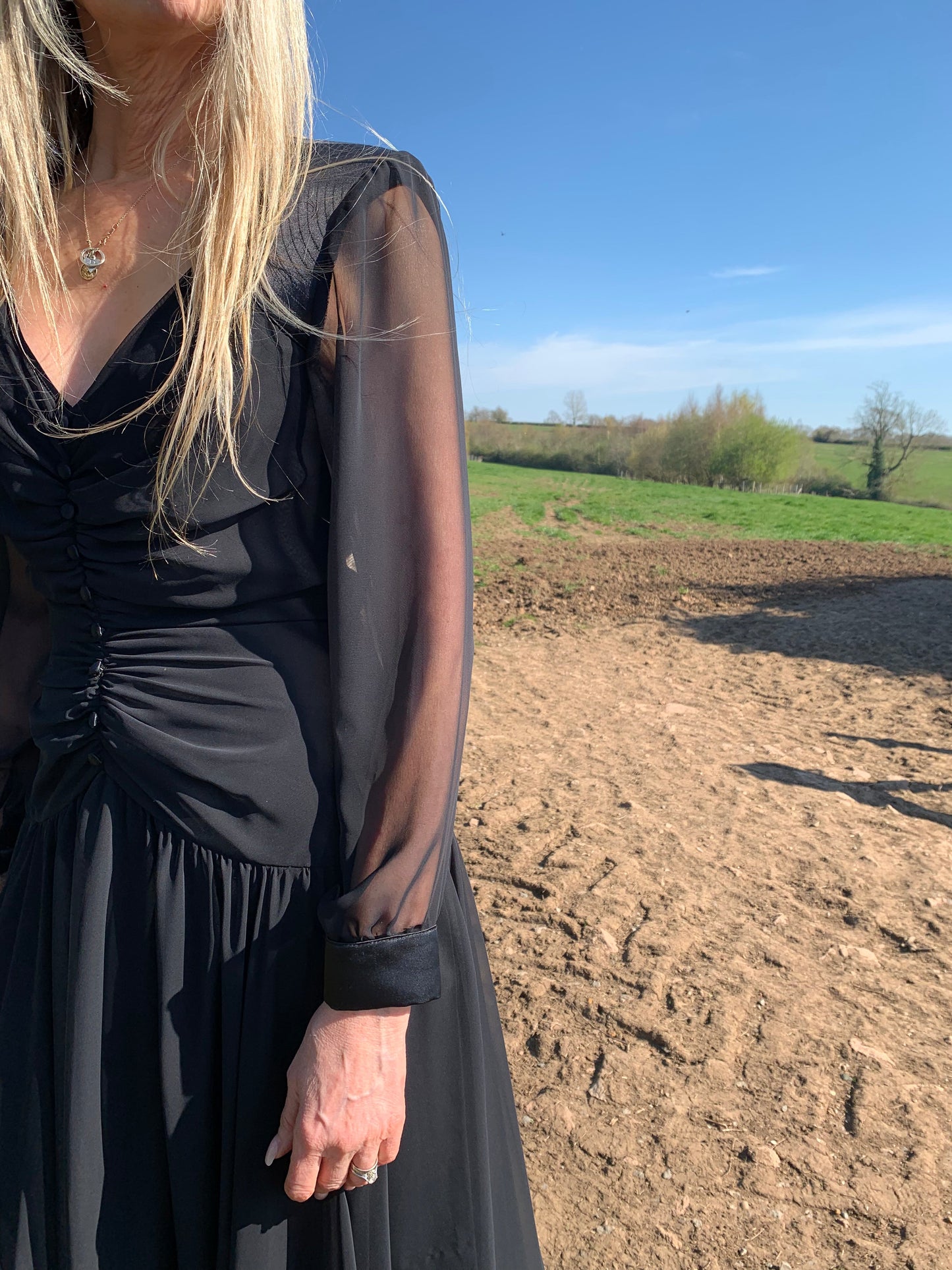 80s Vintage 'Parigi' Drop Waist Midi Dress