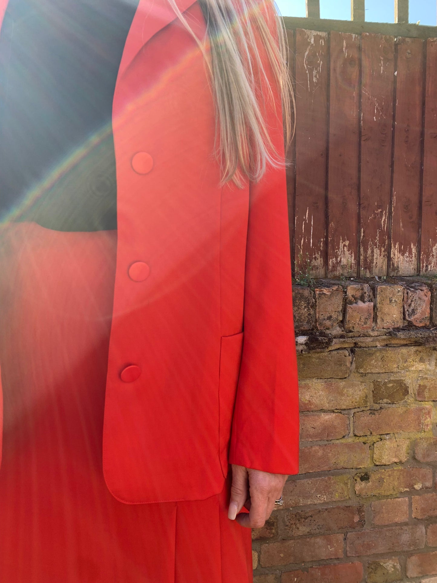 70s Vintage Valentino Boutique Red Skirt Suit