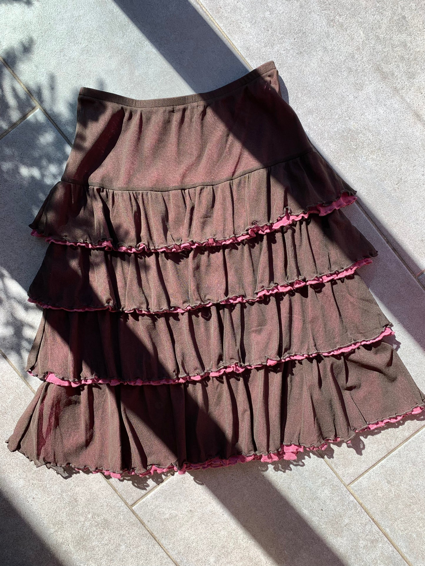 Sandwich 2000s Brown & Pink Knee Length Ra Ra Skirt
