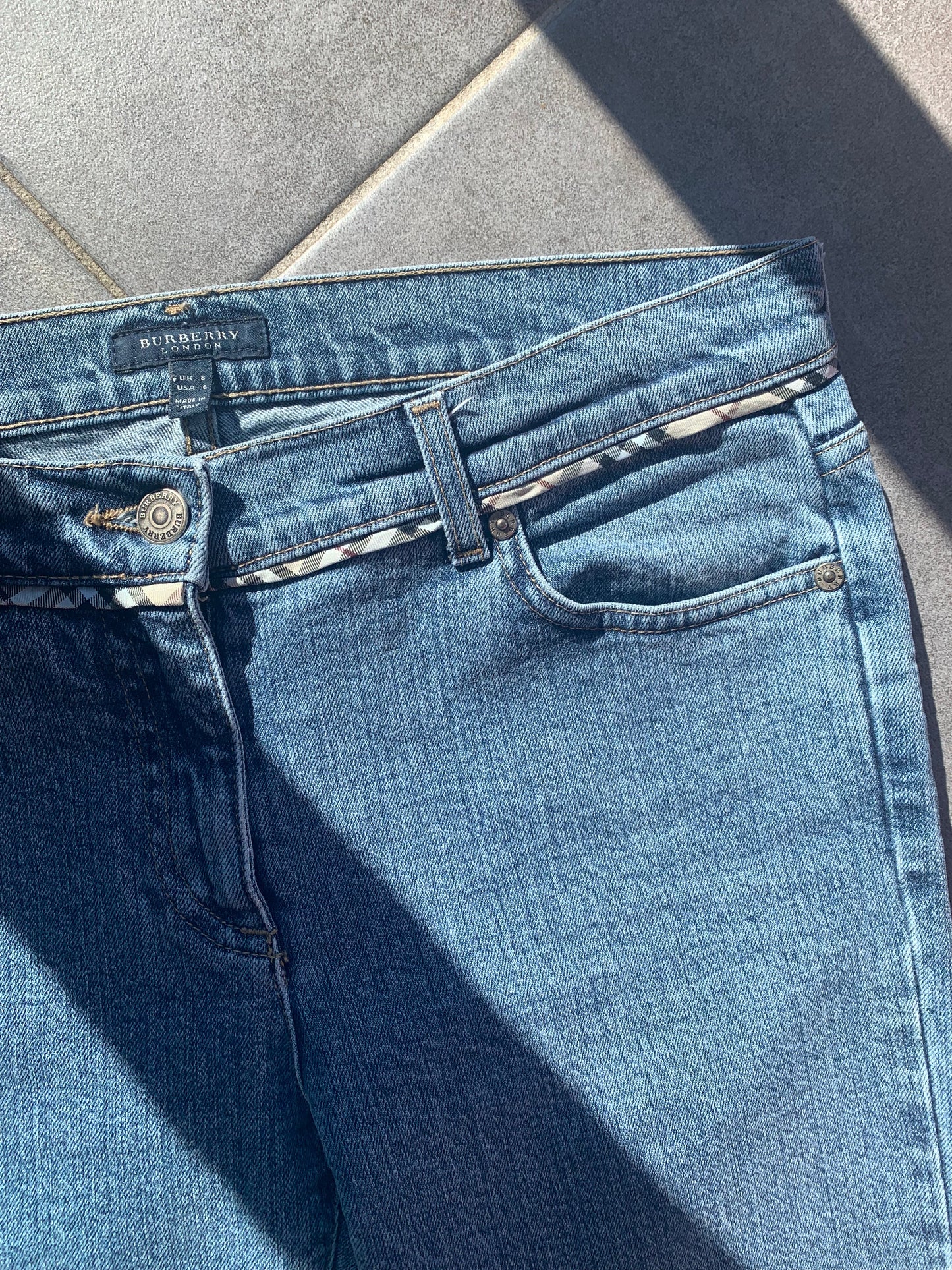 Burberry Nova Check Trim Flared Jeans