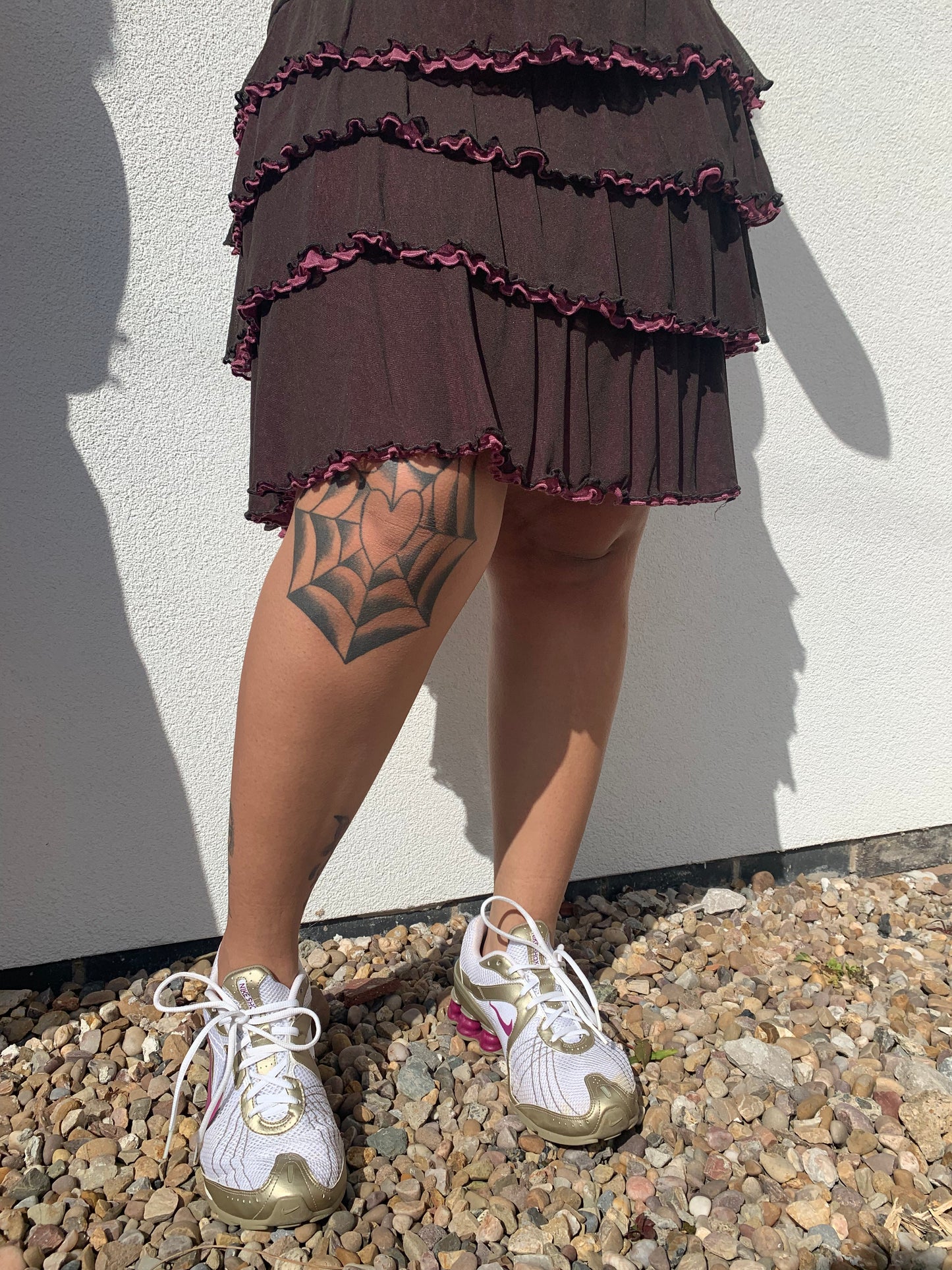 Sandwich 2000s Brown & Pink Knee Length Ra Ra Skirt