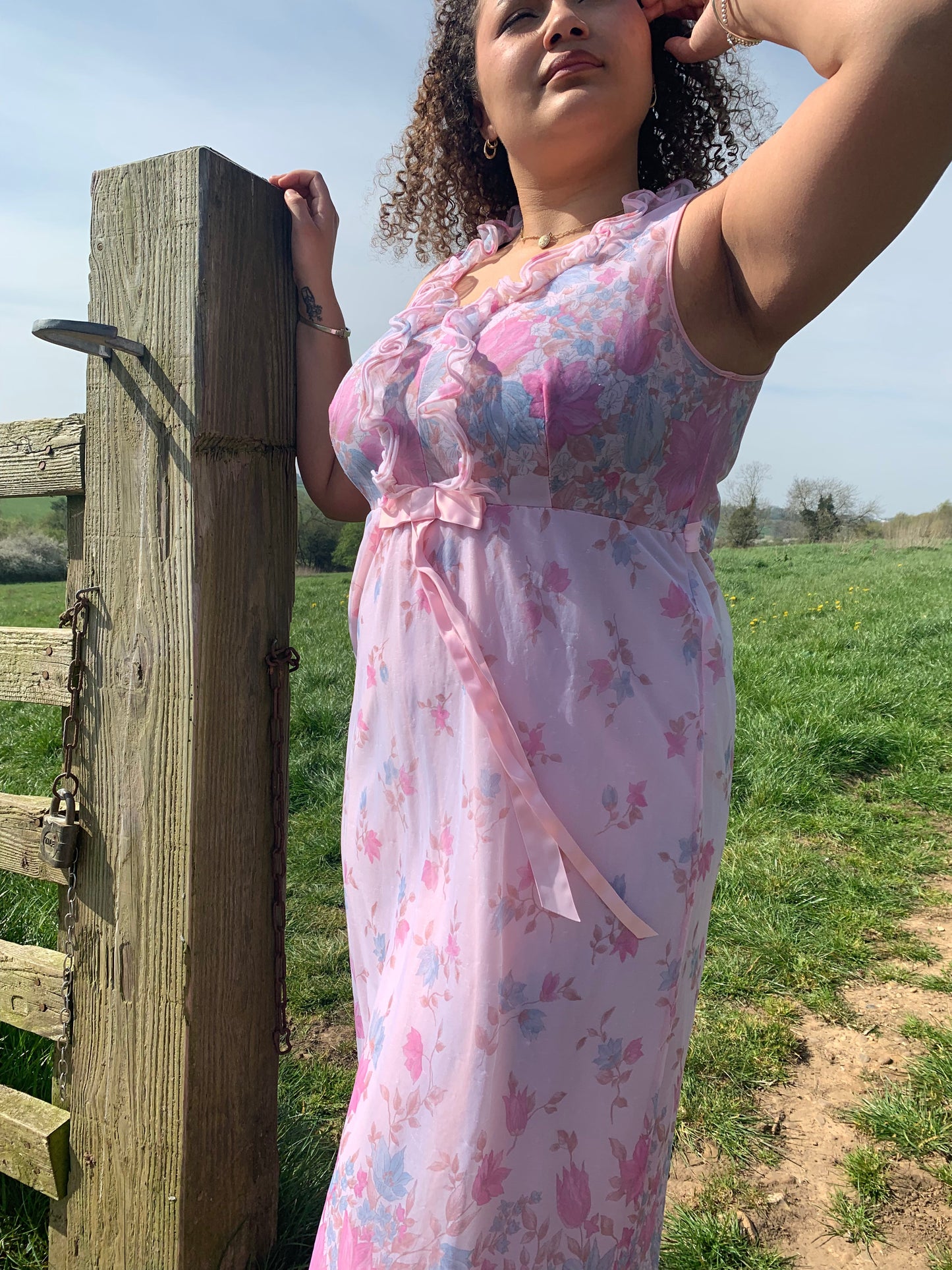 60s Vintage St Michael Pink Floral Nightdress