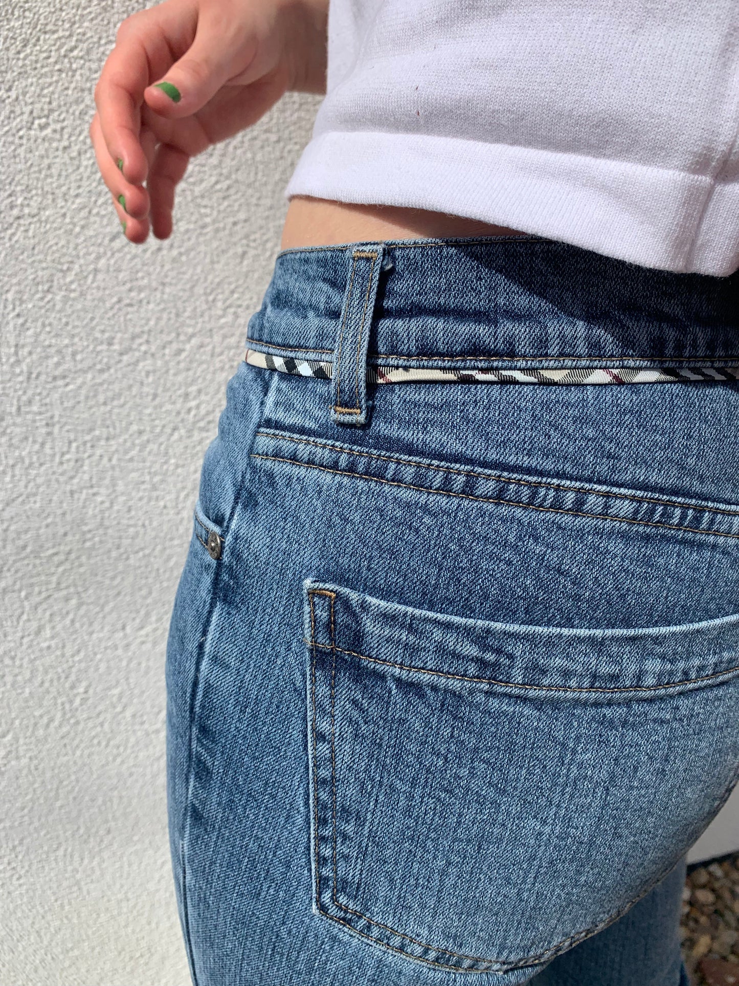 Burberry Nova Check Trim Flared Jeans