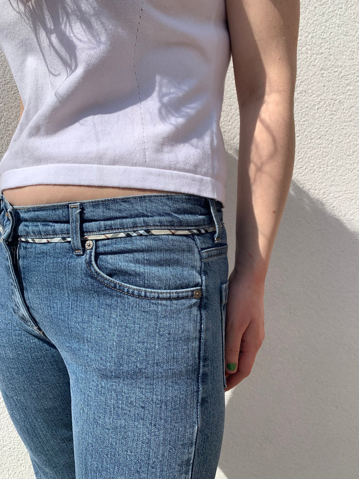 Burberry Nova Check Trim Flared Jeans