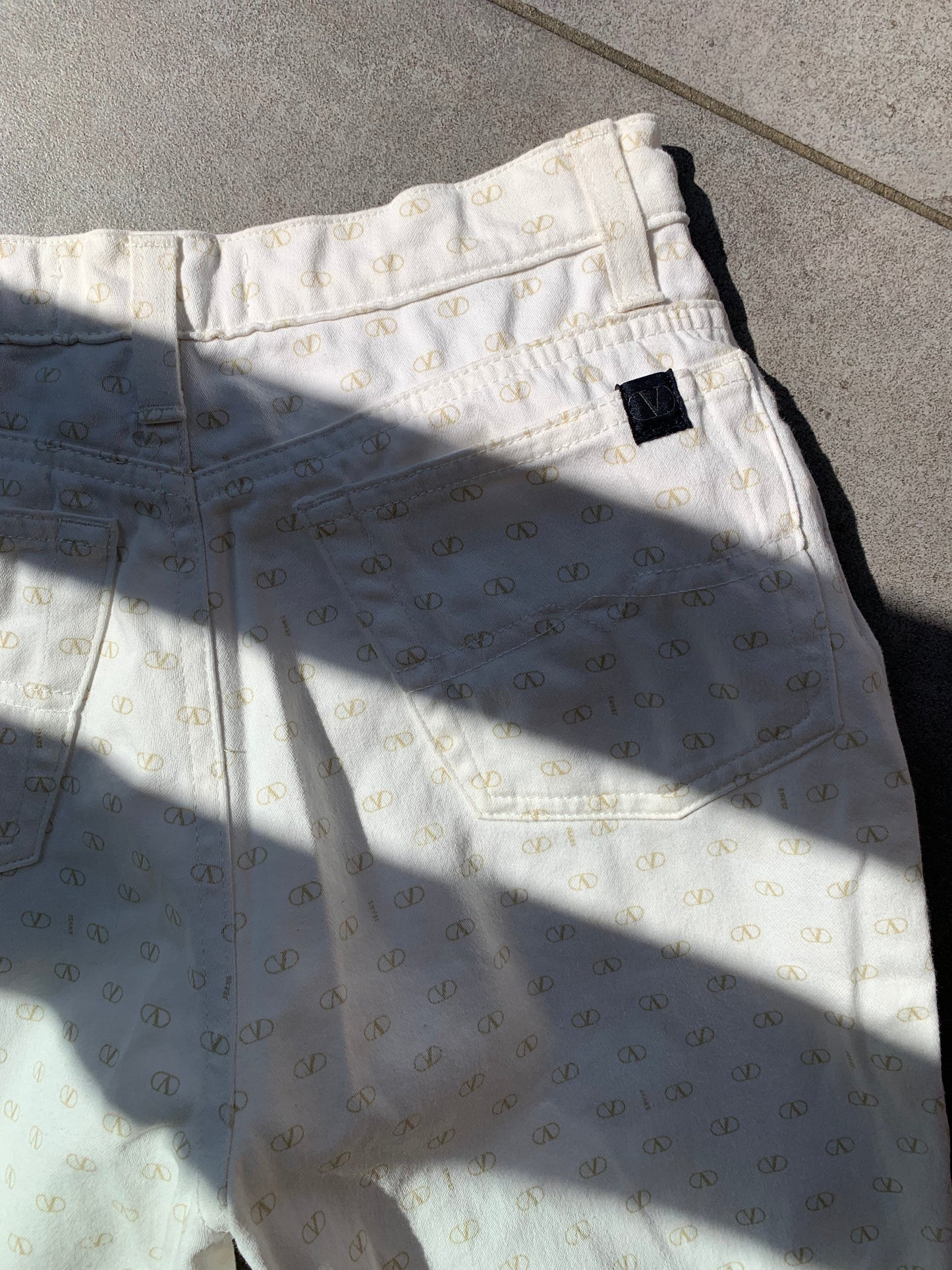 Valentino 2000s All Over Design High Waist White Jeans
