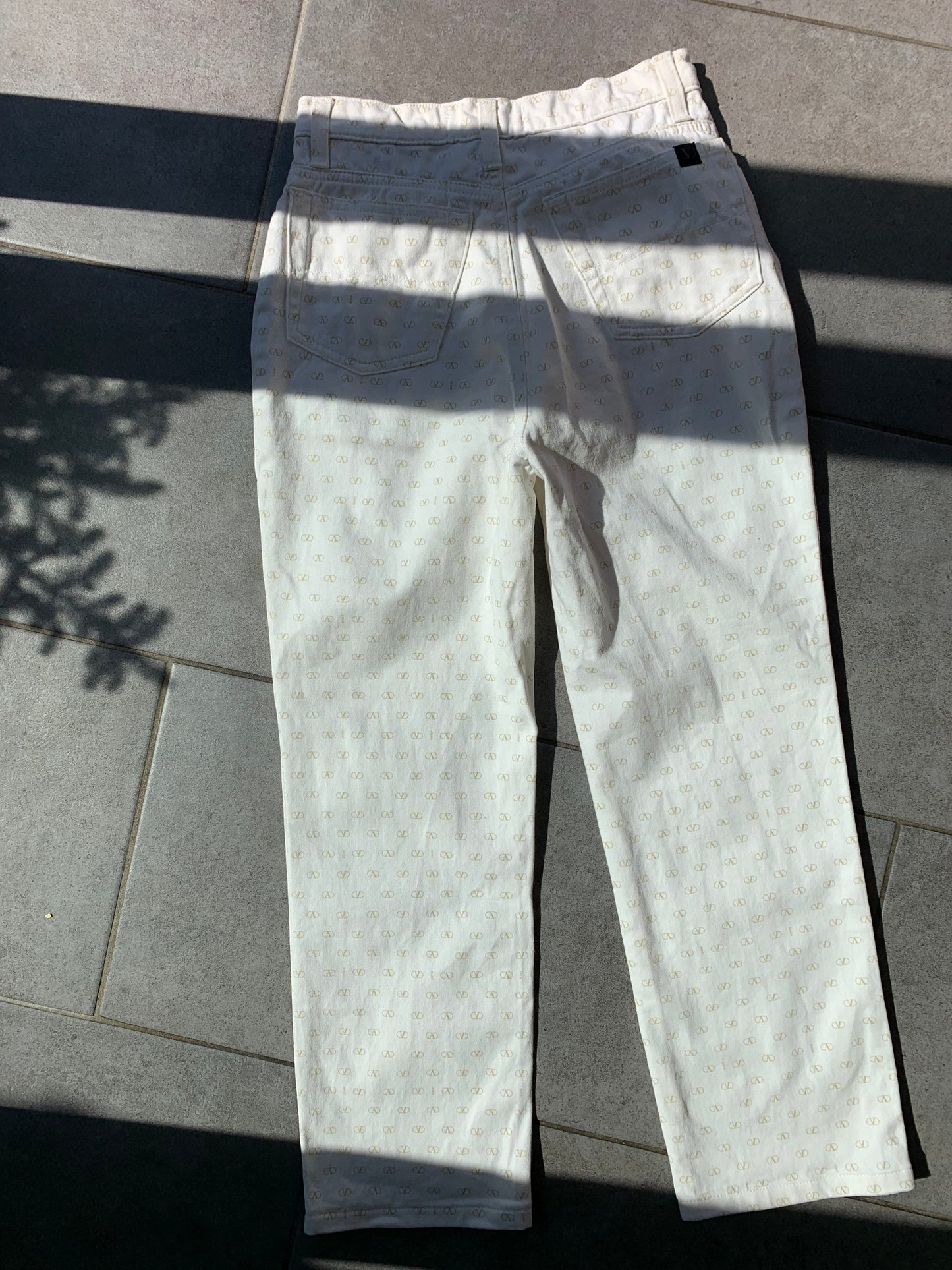 Valentino 2000s All Over Design High Waist White Jeans