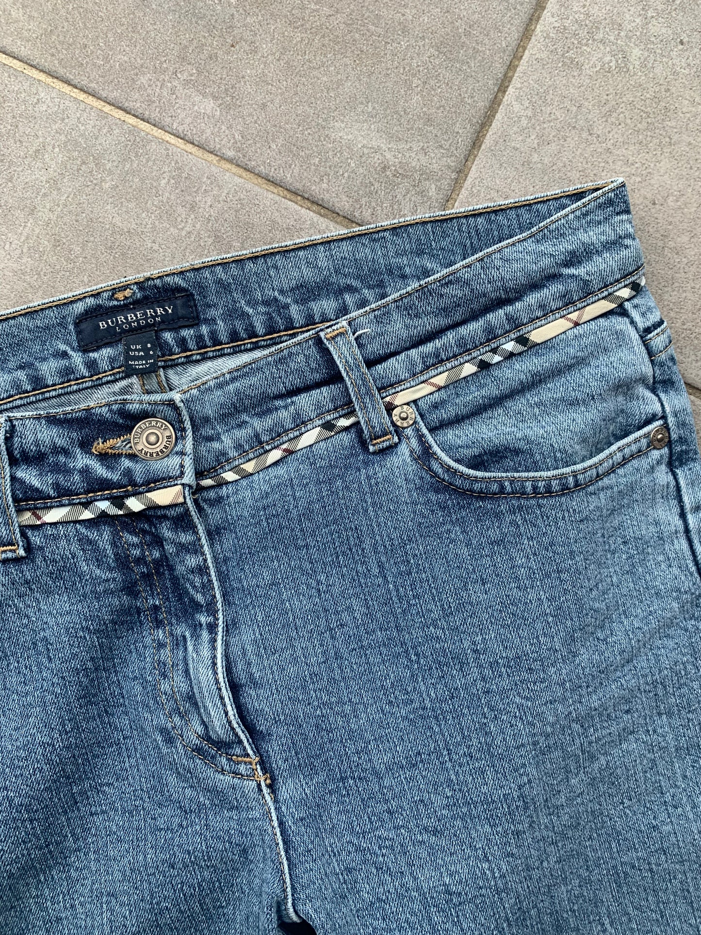 Burberry Nova Check Trim Flared Jeans