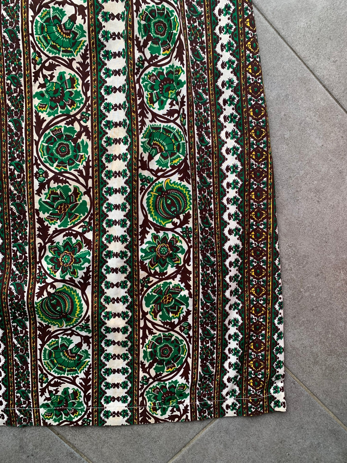 70s Vintage Patterned High-neck Maxi Dress