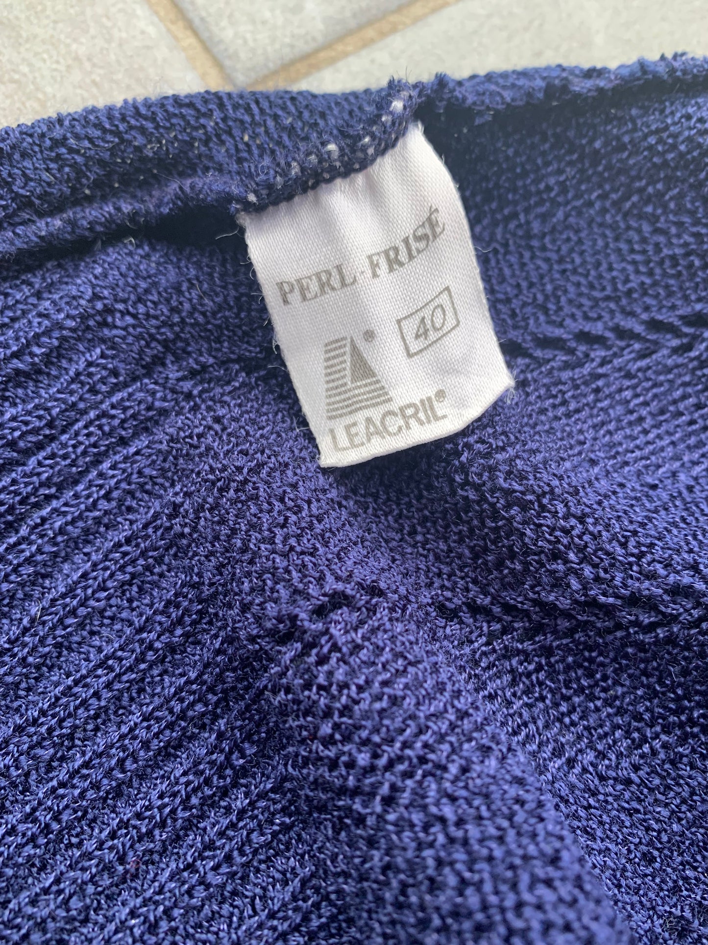 70s Vintage Navy & White Knitted Tank Top