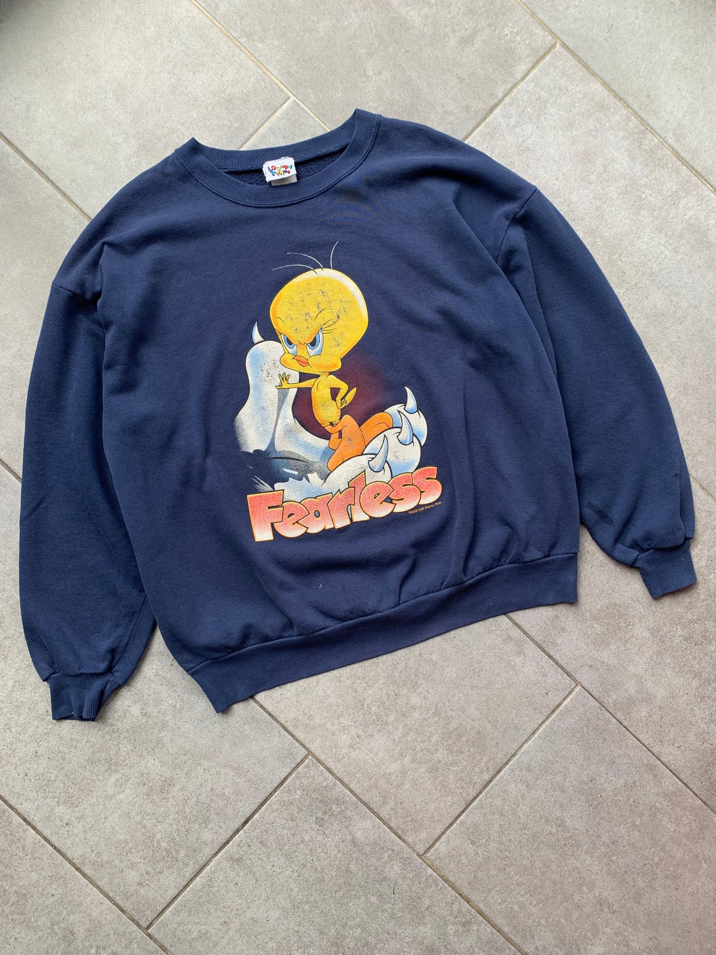 90s Vintage Distressed Sylvester & Tweety Navy Sweatshirt