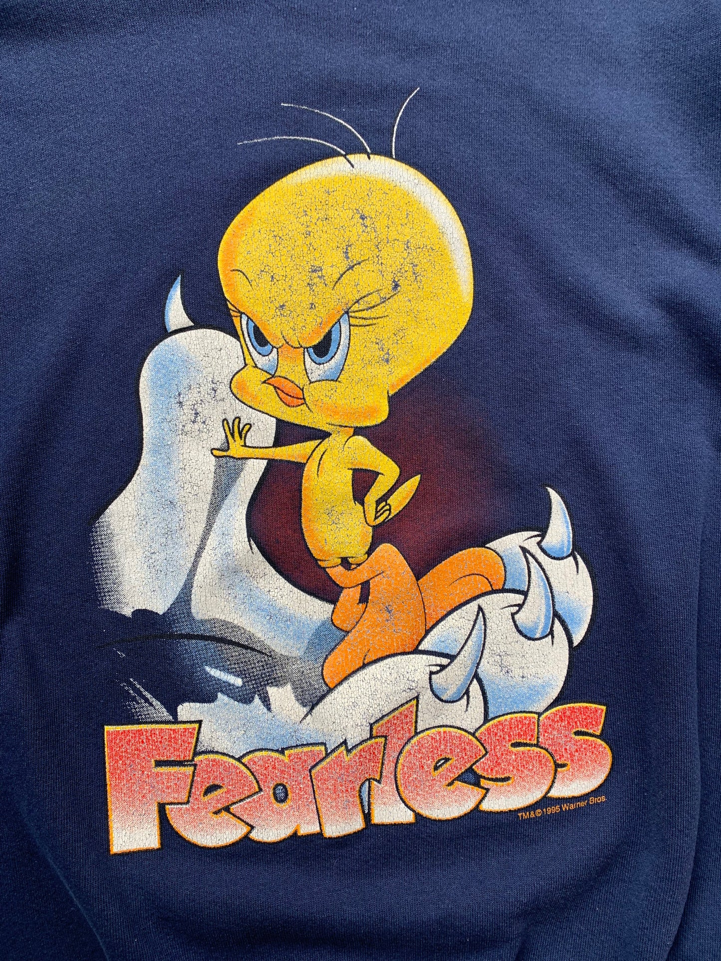 90s Vintage Distressed Sylvester & Tweety Navy Sweatshirt