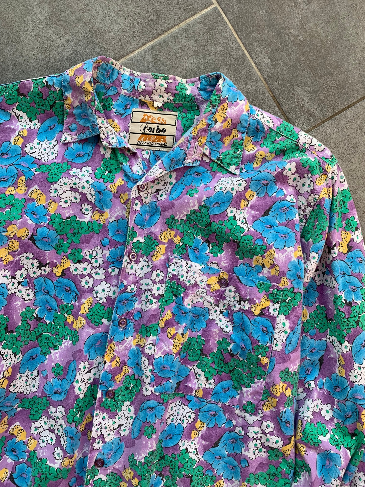 90s Vintage 'Turbo International' Mens Floral Shirt