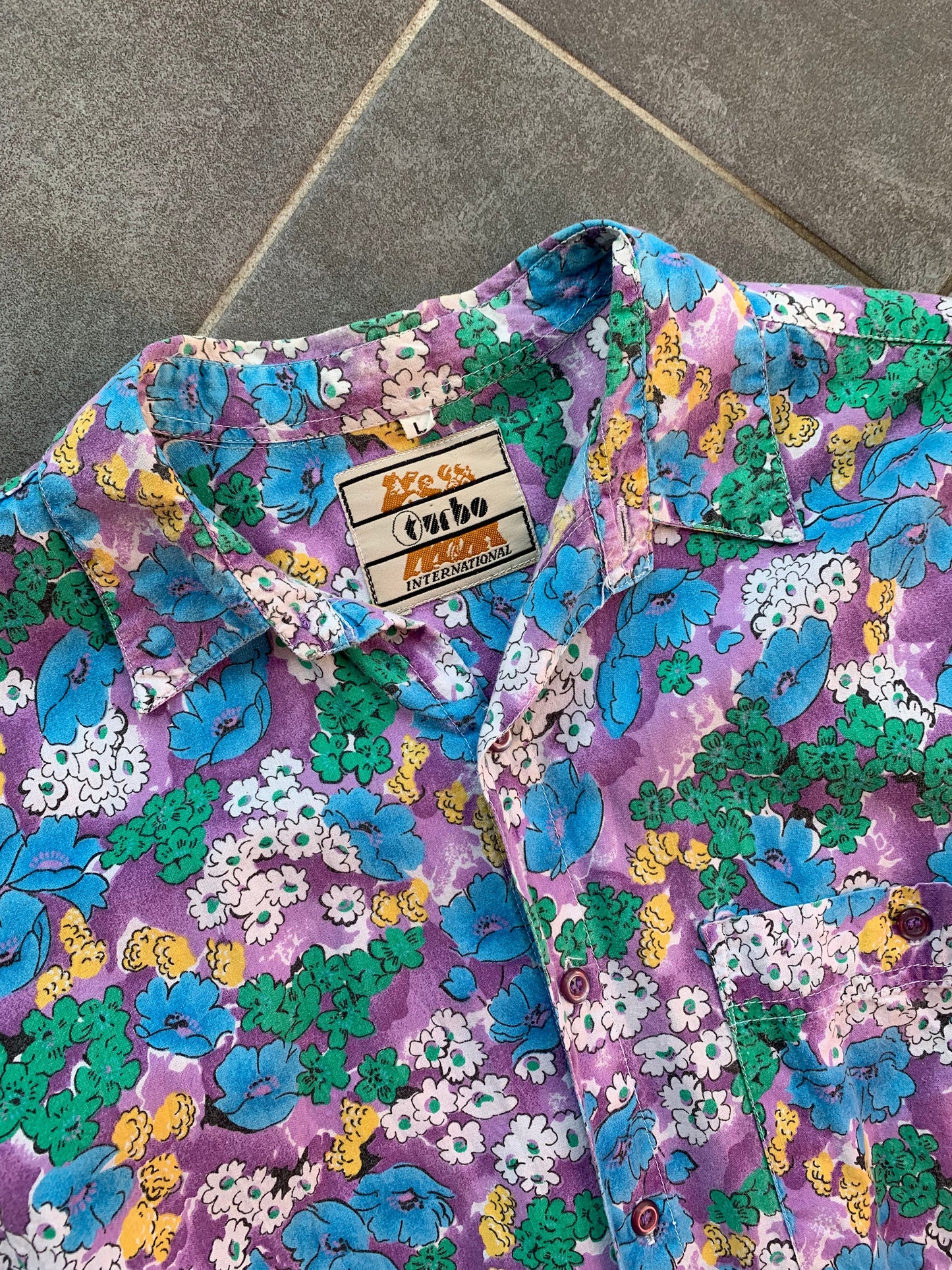 90s Vintage 'Turbo International' Mens Floral Shirt