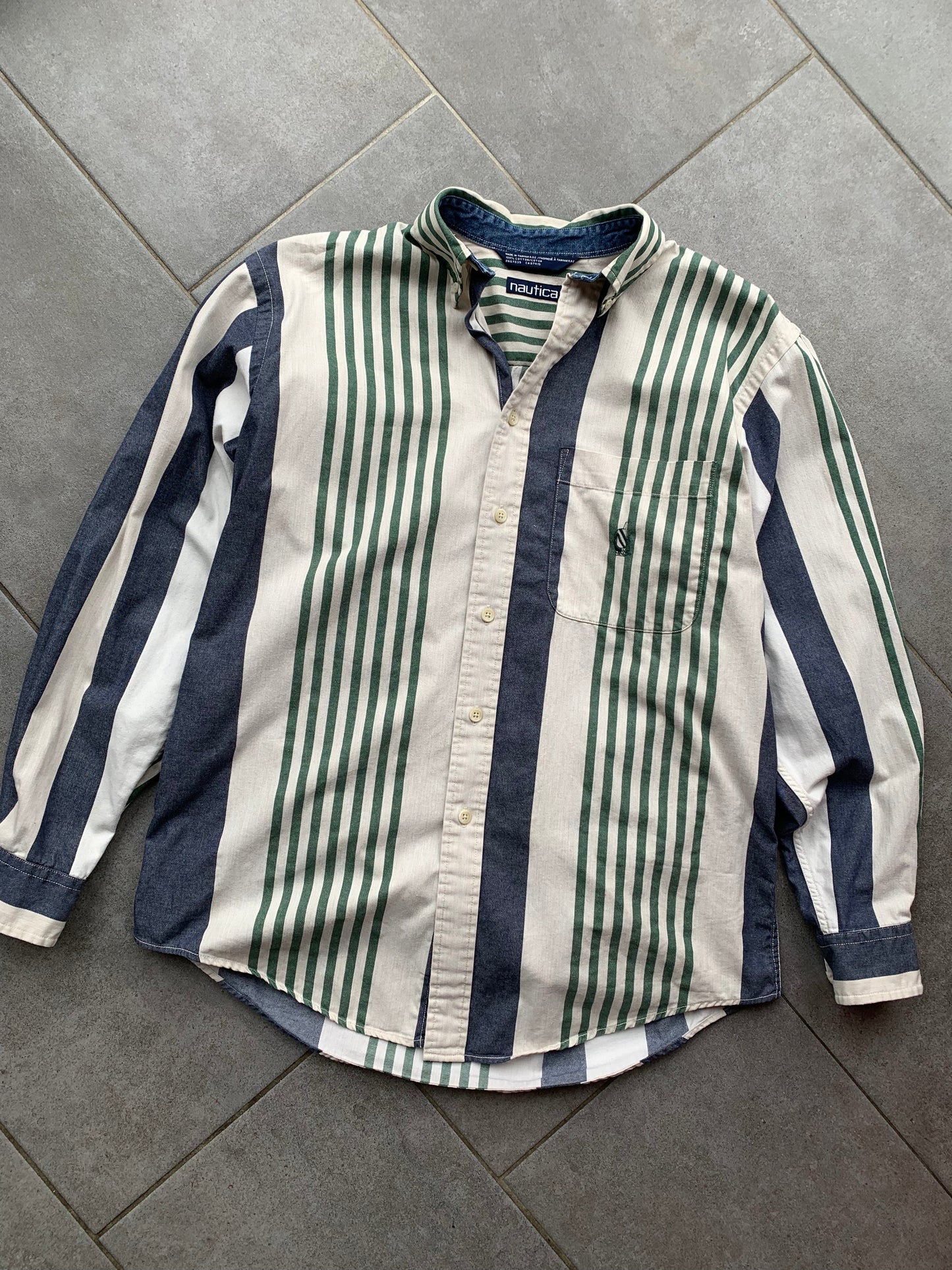 90s Vintage Nautica Striped Cotton Shirt
