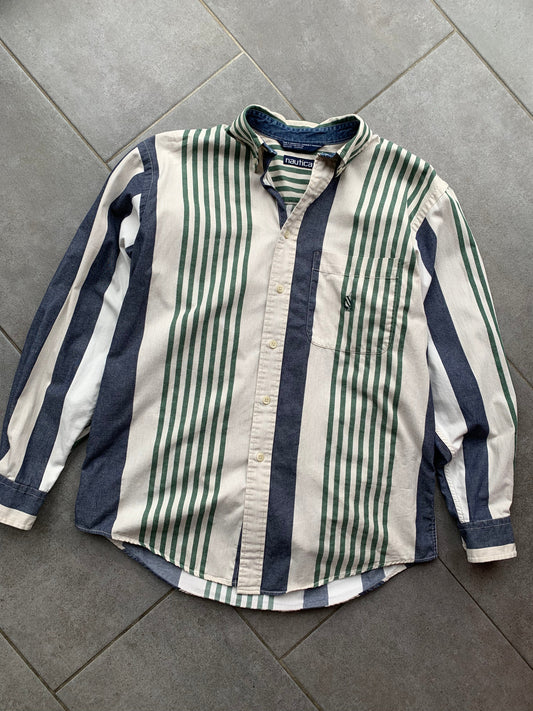 90s Vintage Nautica Striped Cotton Shirt