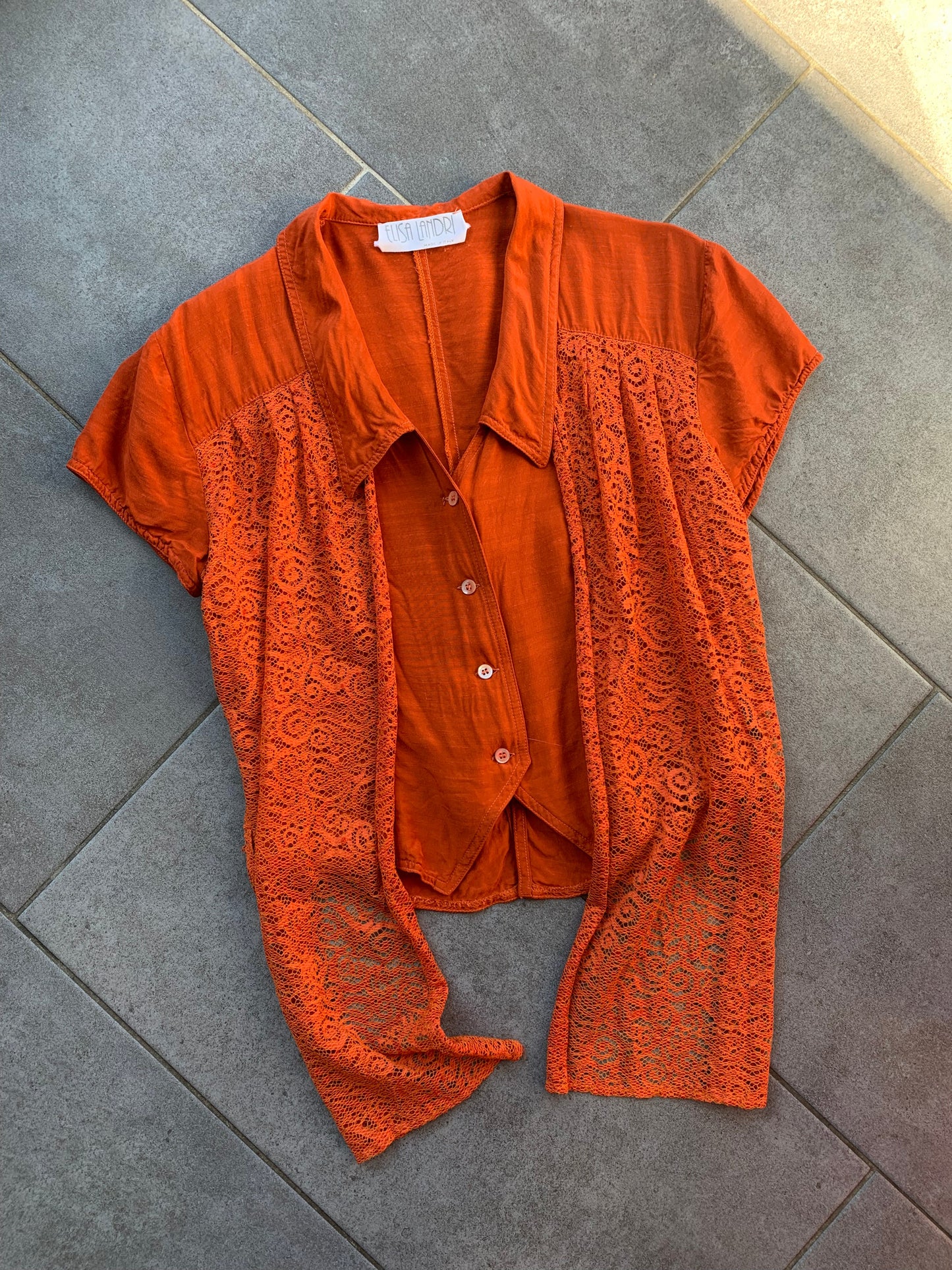 90s Vintage Elisa Landri Orange Tie Blouse
