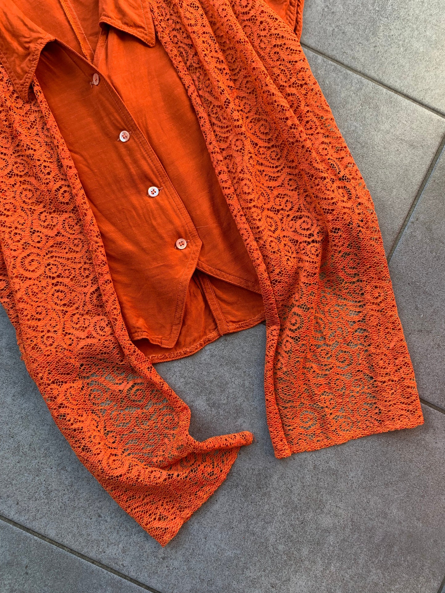 90s Vintage Elisa Landri Orange Tie Blouse