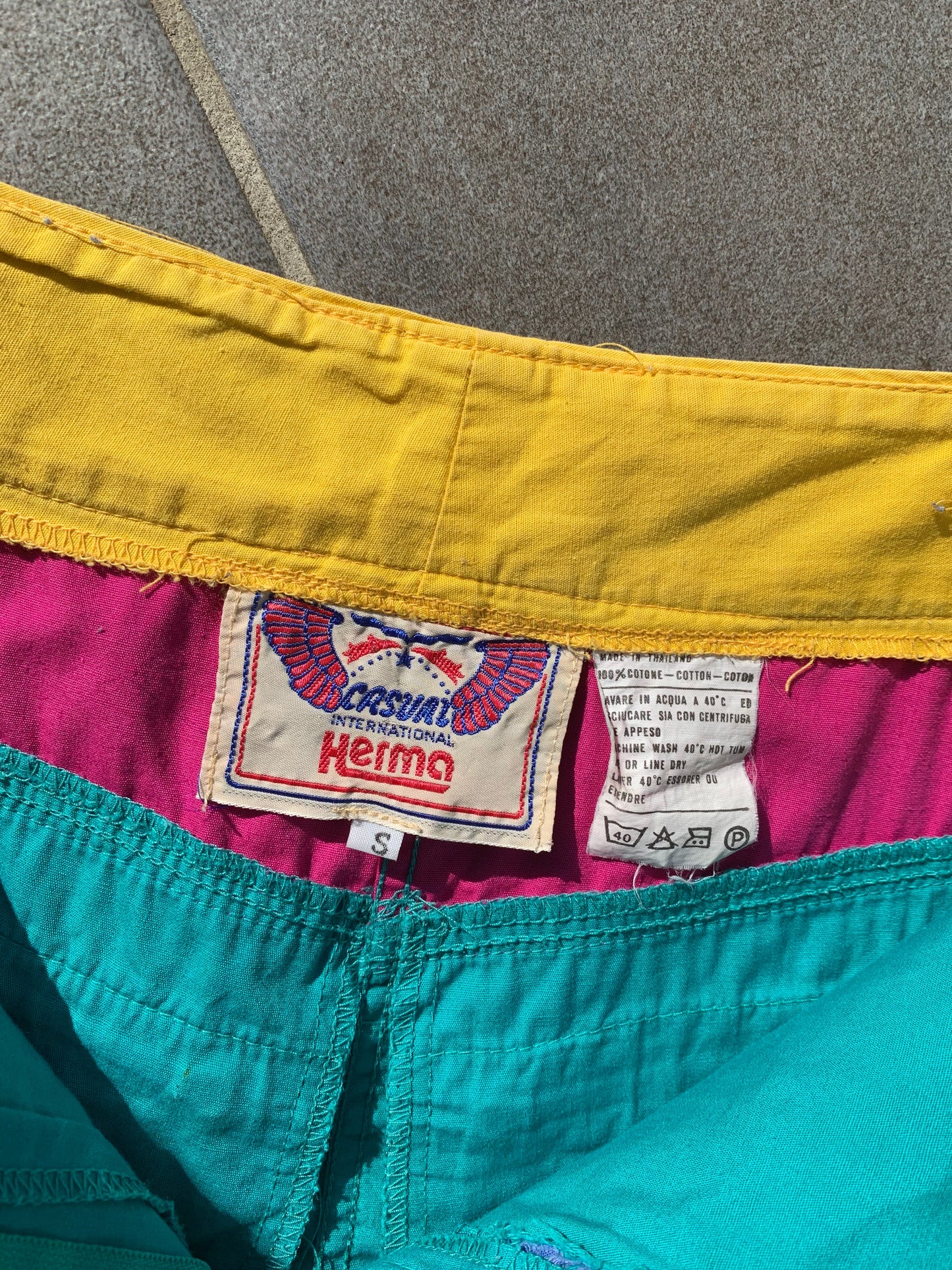 90s Vintage 100% Cotton High Waist A Line Multi Coloured Skirt