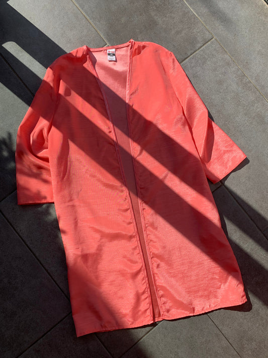 70s Vintage Rhonda Roy Coral Pink Satin Robe