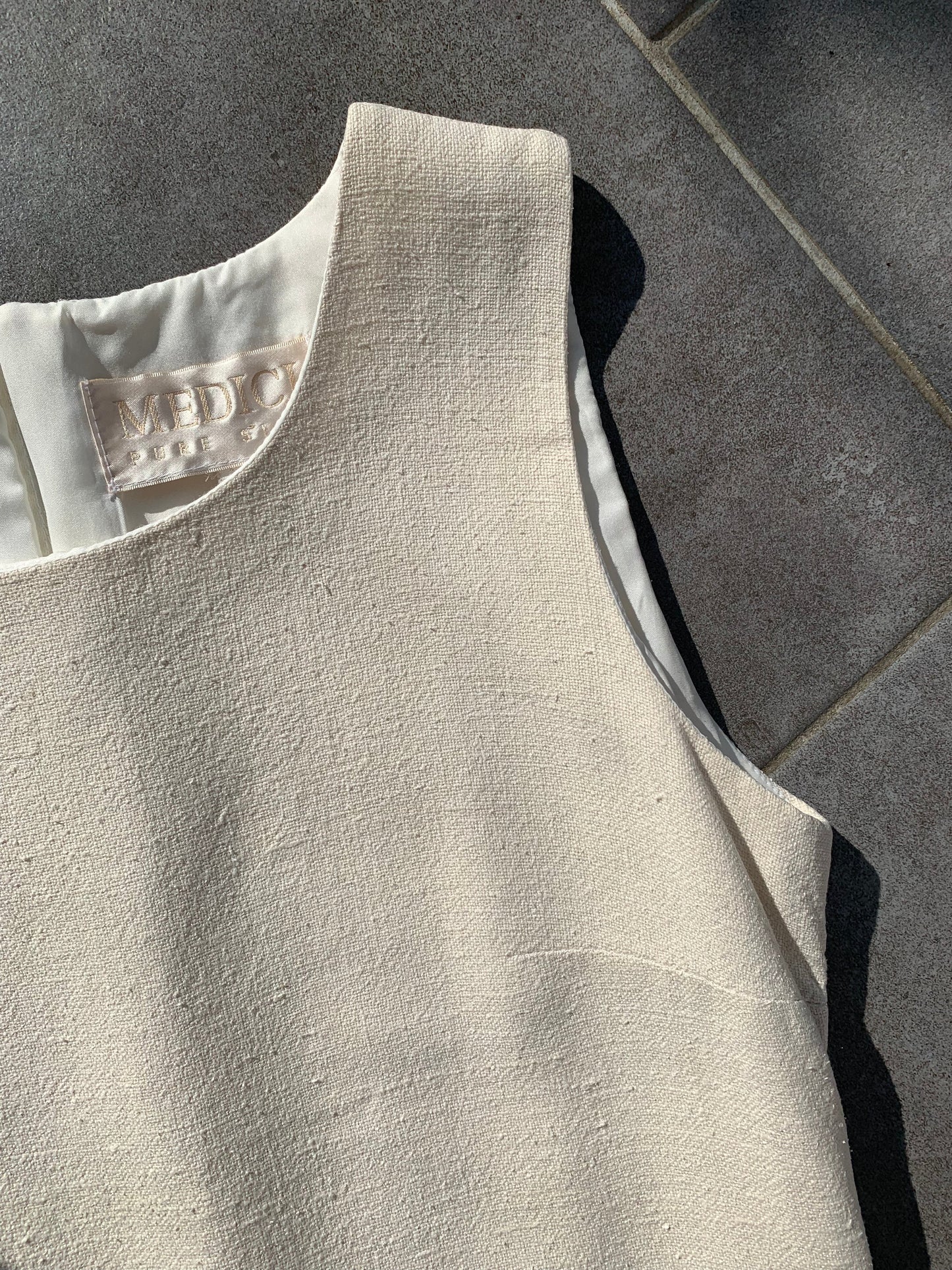 90s Vintage Medici Pure Silk Cream Dress