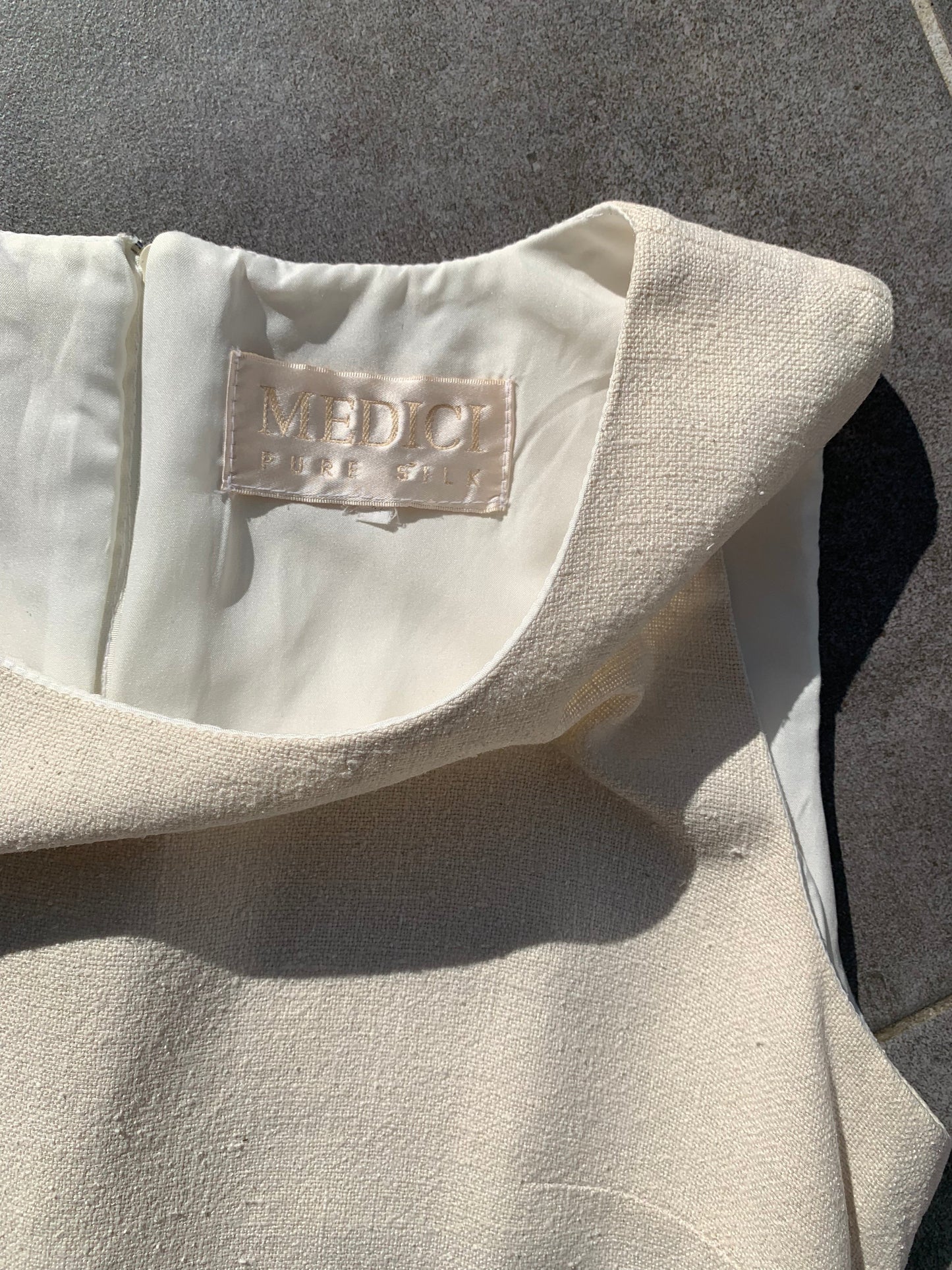 90s Vintage Medici Pure Silk Cream Dress