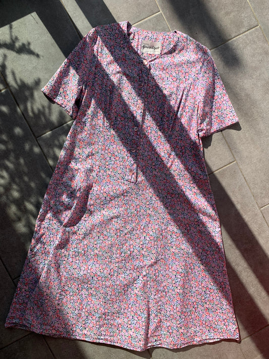 90s Vintage Gordon Wyatt Floral Cotton House Dress