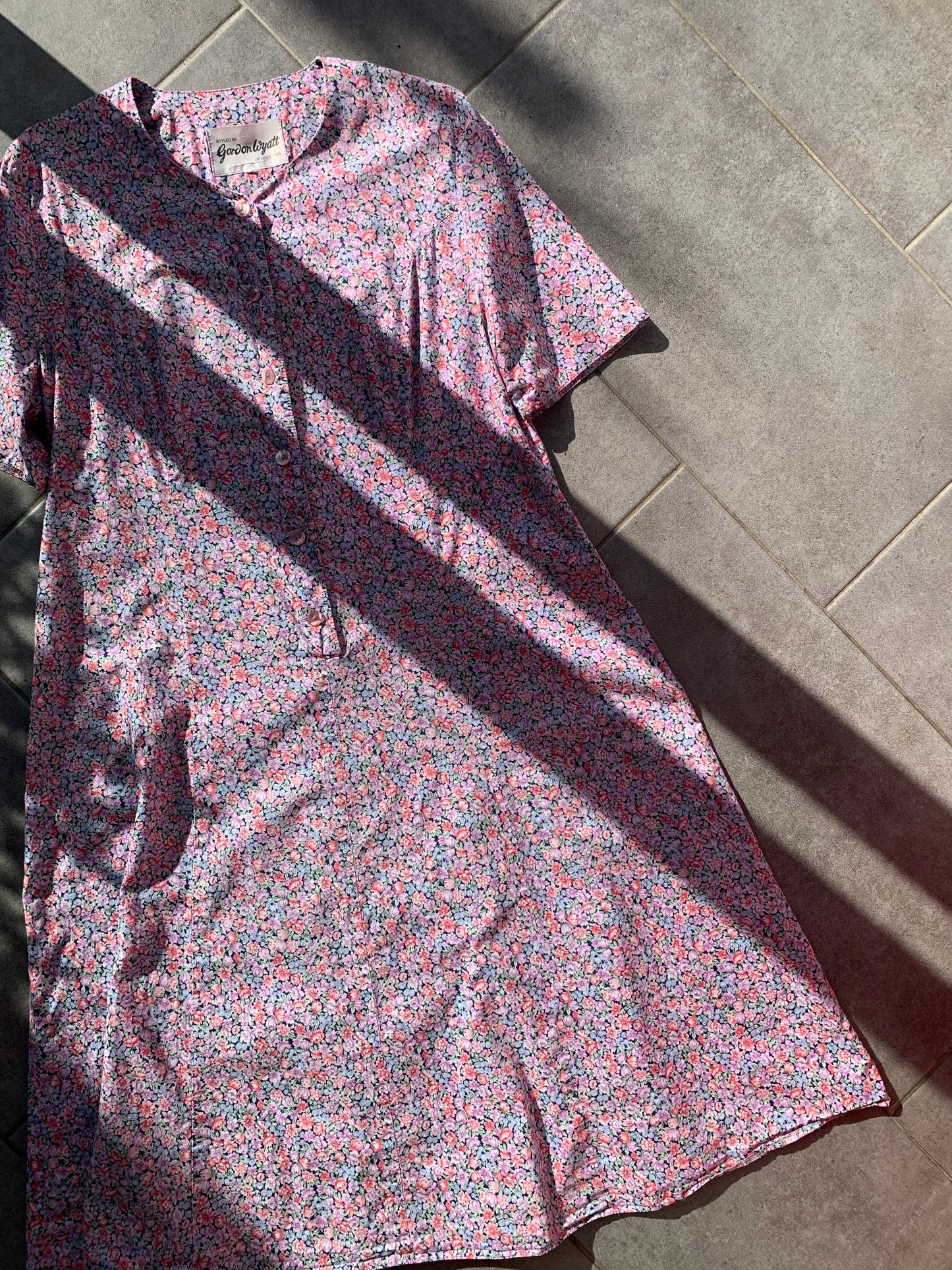90s Vintage Gordon Wyatt Floral Cotton House Dress