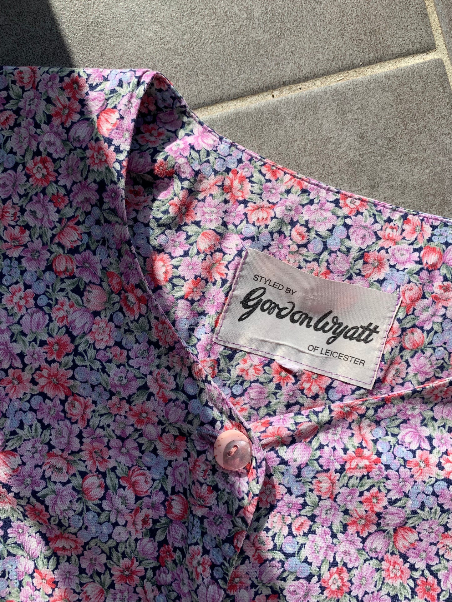 90s Vintage Gordon Wyatt Floral Cotton House Dress