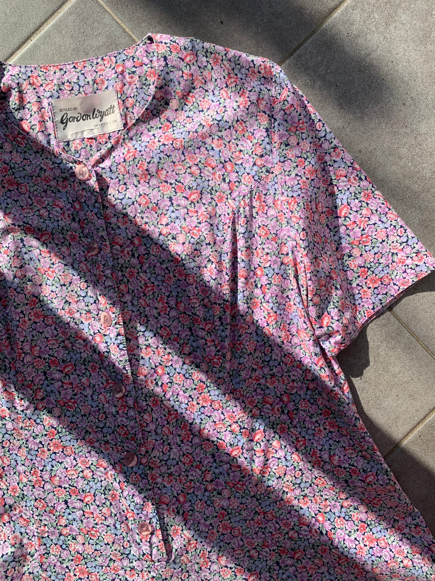 90s Vintage Gordon Wyatt Floral Cotton House Dress