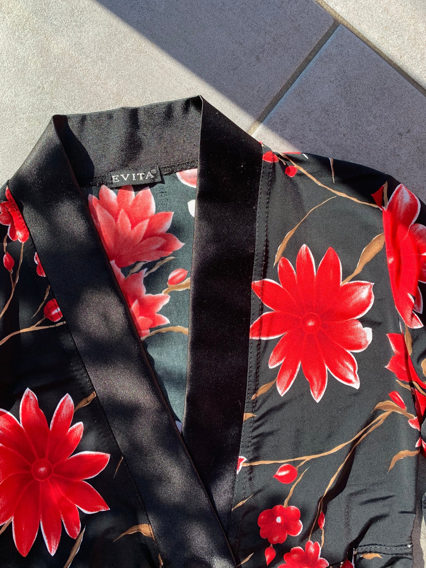 Evita 2000s Long Sleeve Floral Waist Tie Party Top