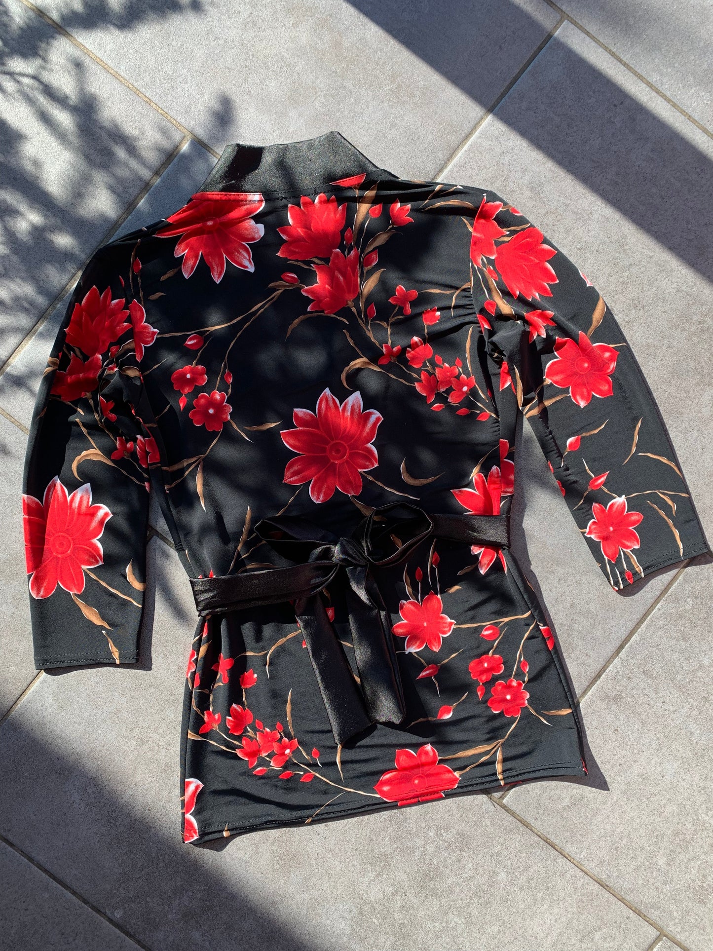 Evita 2000s Long Sleeve Floral Waist Tie Party Top